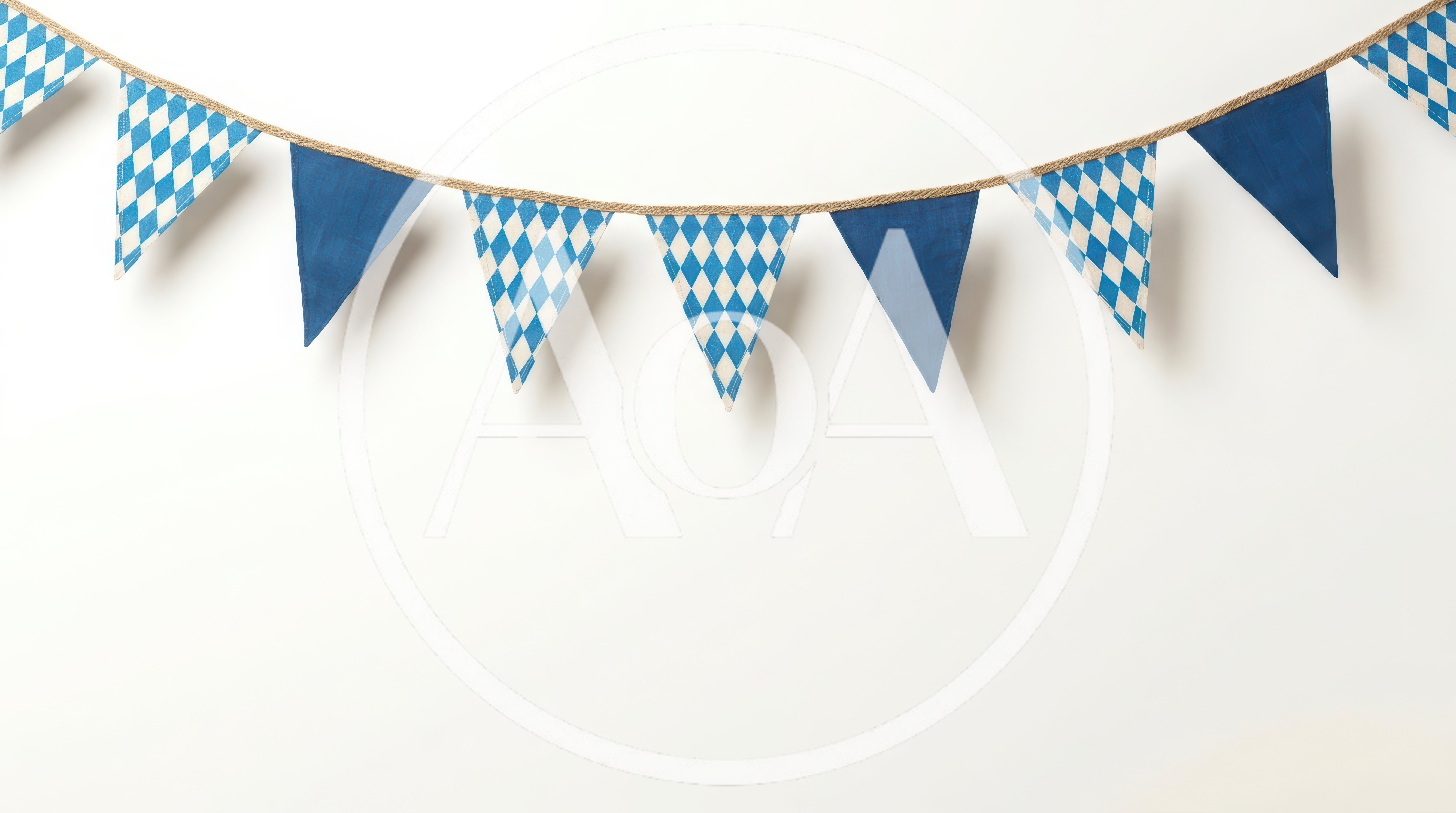 Bavarian Oktoberfest Bunting Flags Hanging On White Background
