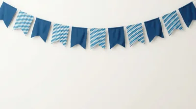 Oktoberfest Bunting Flags Hanging On White Background