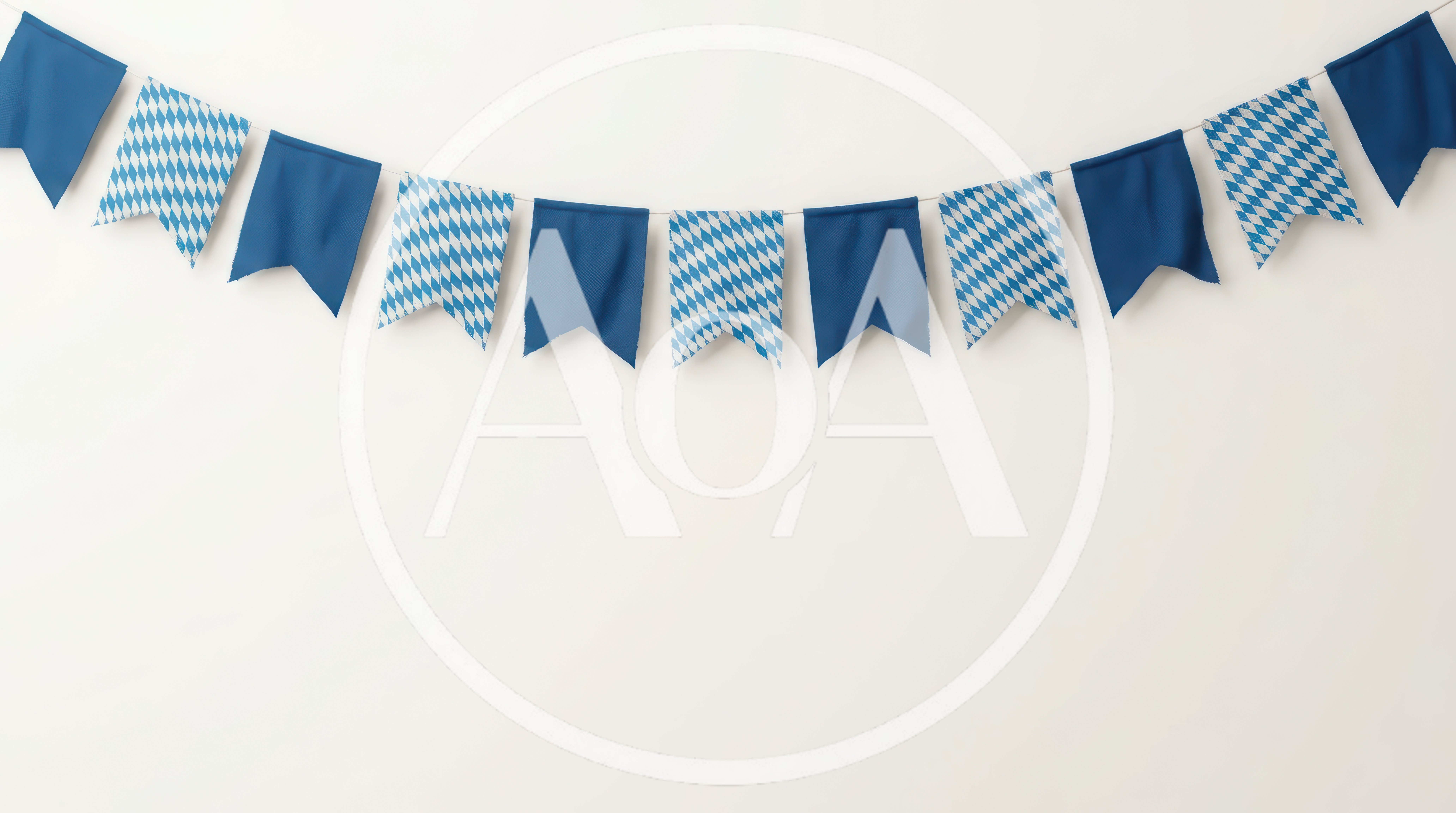 Oktoberfest Bunting Flags Hanging On White Background