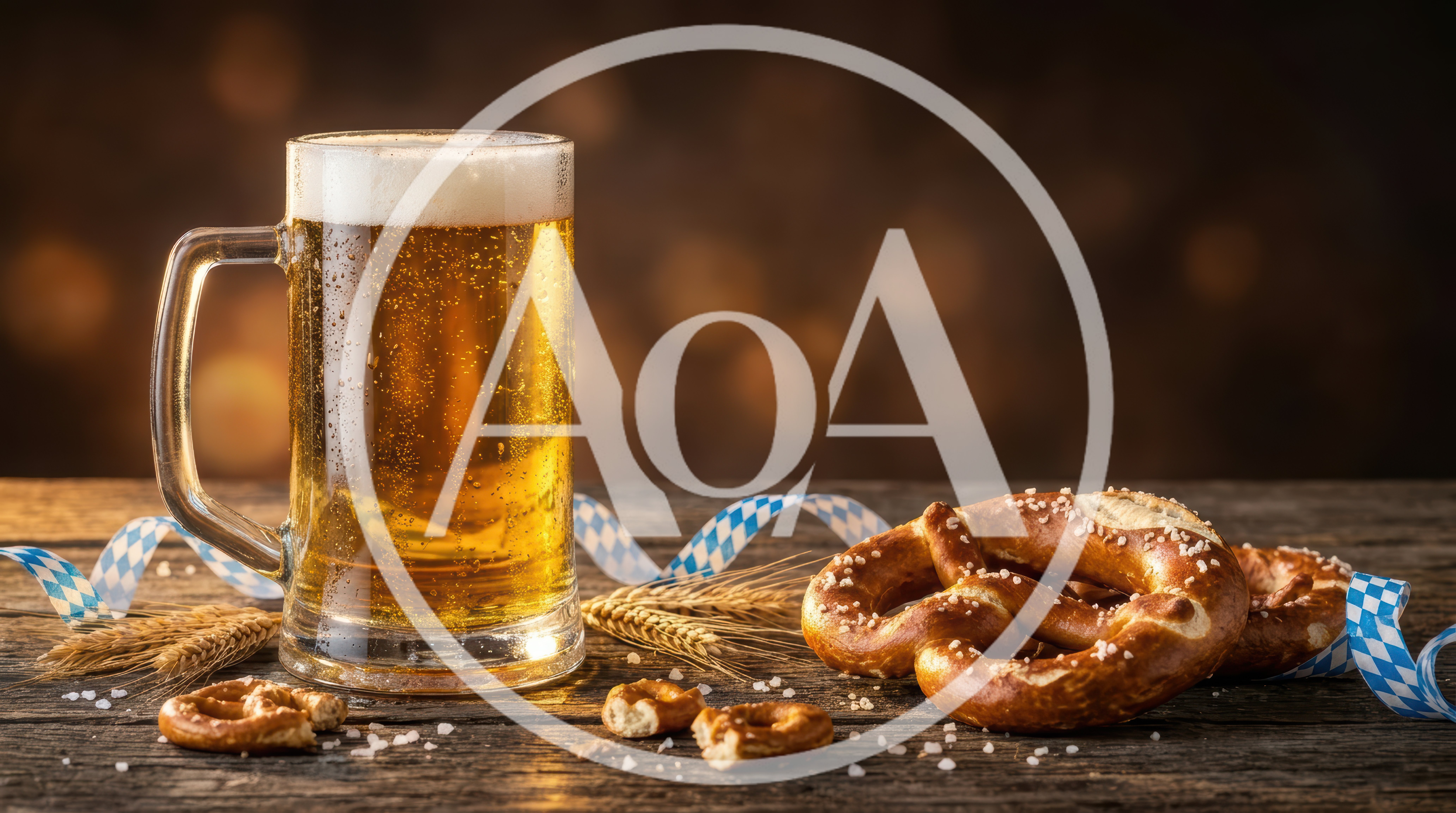 Glass Mug Of Beer With Pretzels On Wooden Table