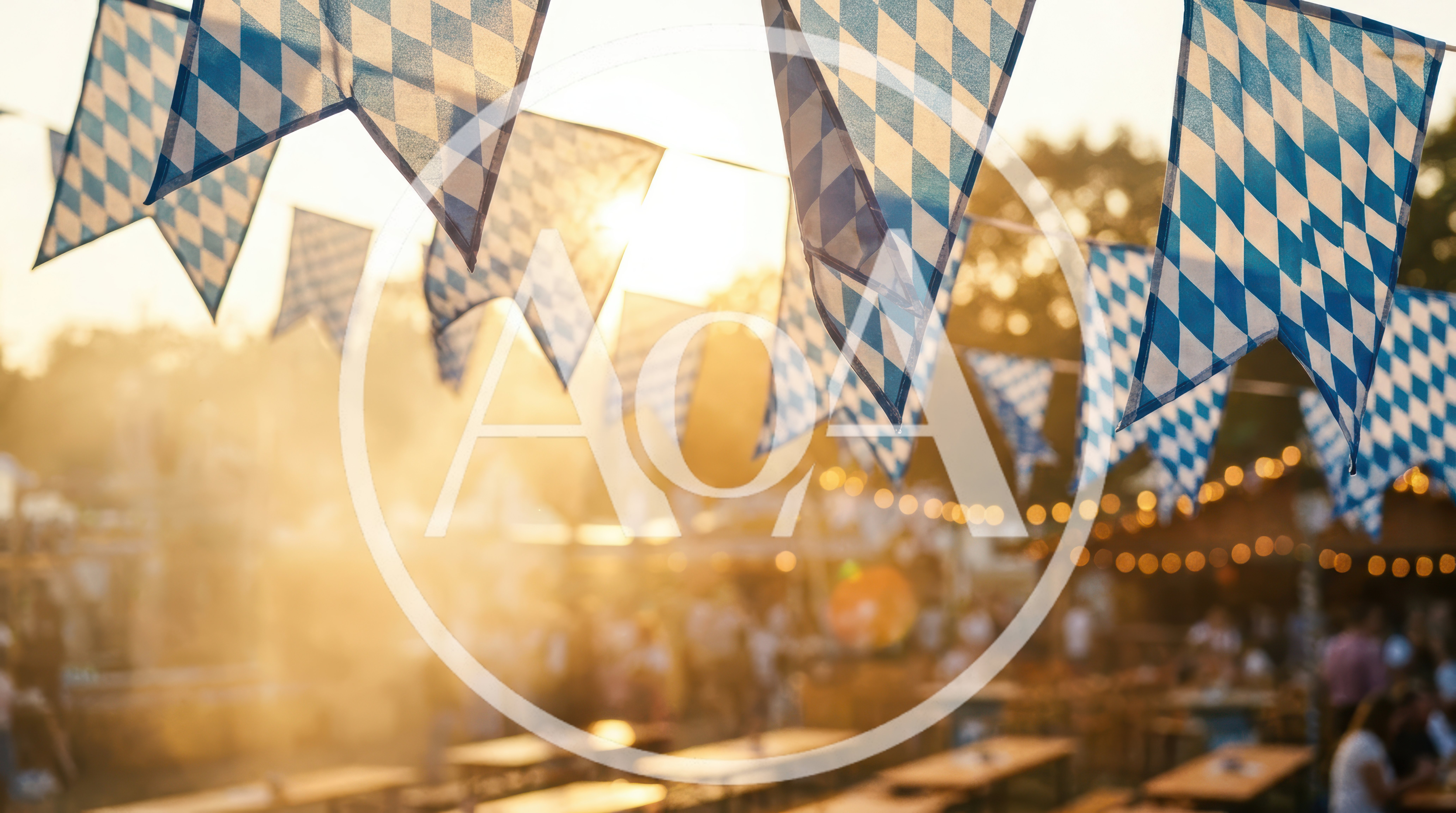 Bavarian Flag Bunting At An Outdoor Oktoberfest Festival