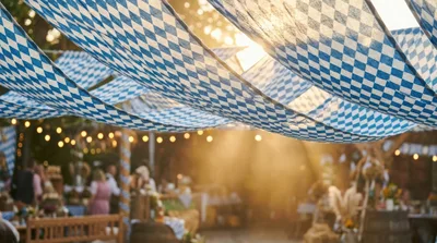 Oktoberfest Celebration With Bavarian Flag Canopy