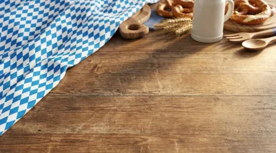 Oktoberfest Table Setting With Pretzels And Beer Mug