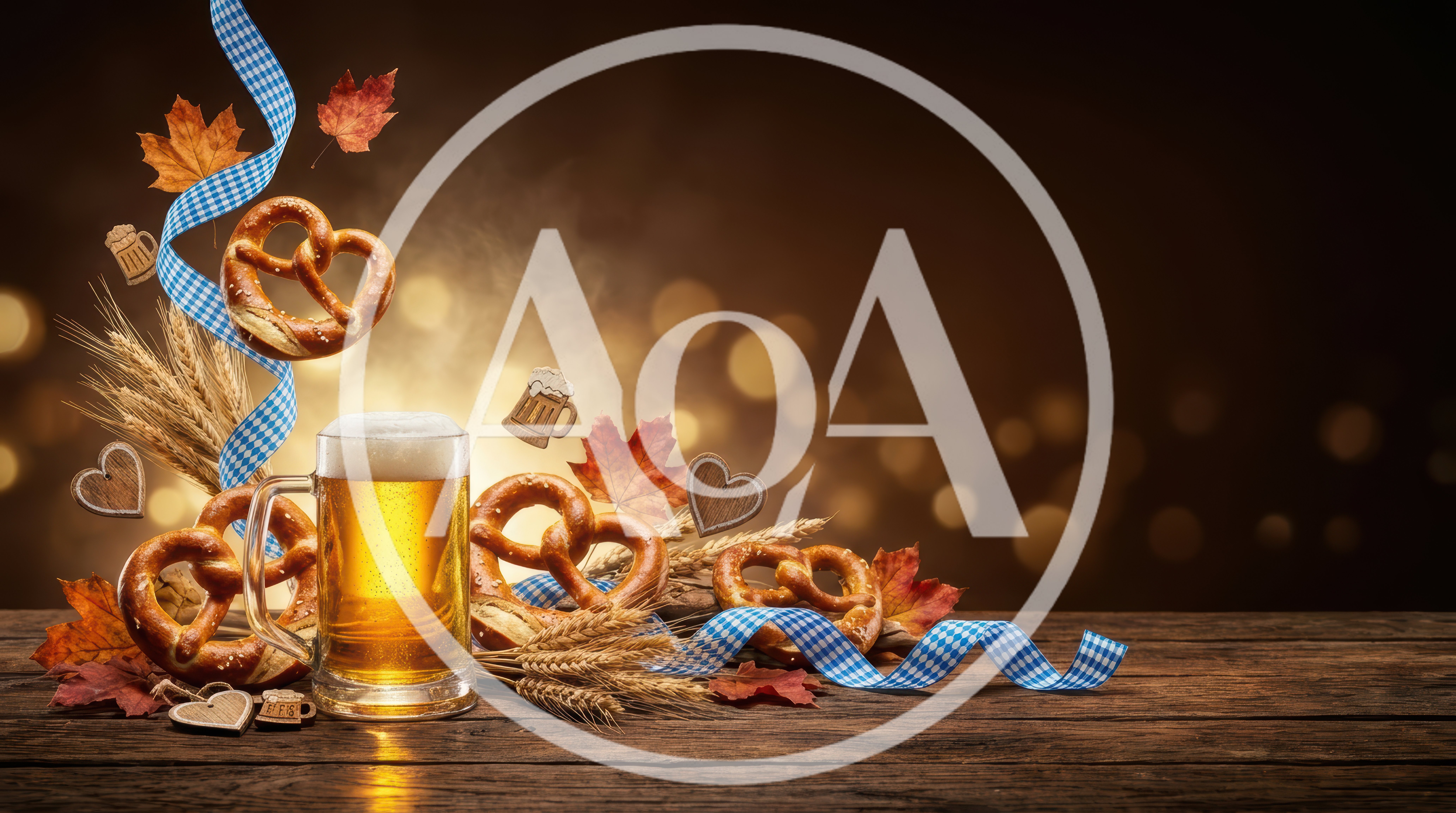 Oktoberfest Beer Mug With Pretzels And Wheat