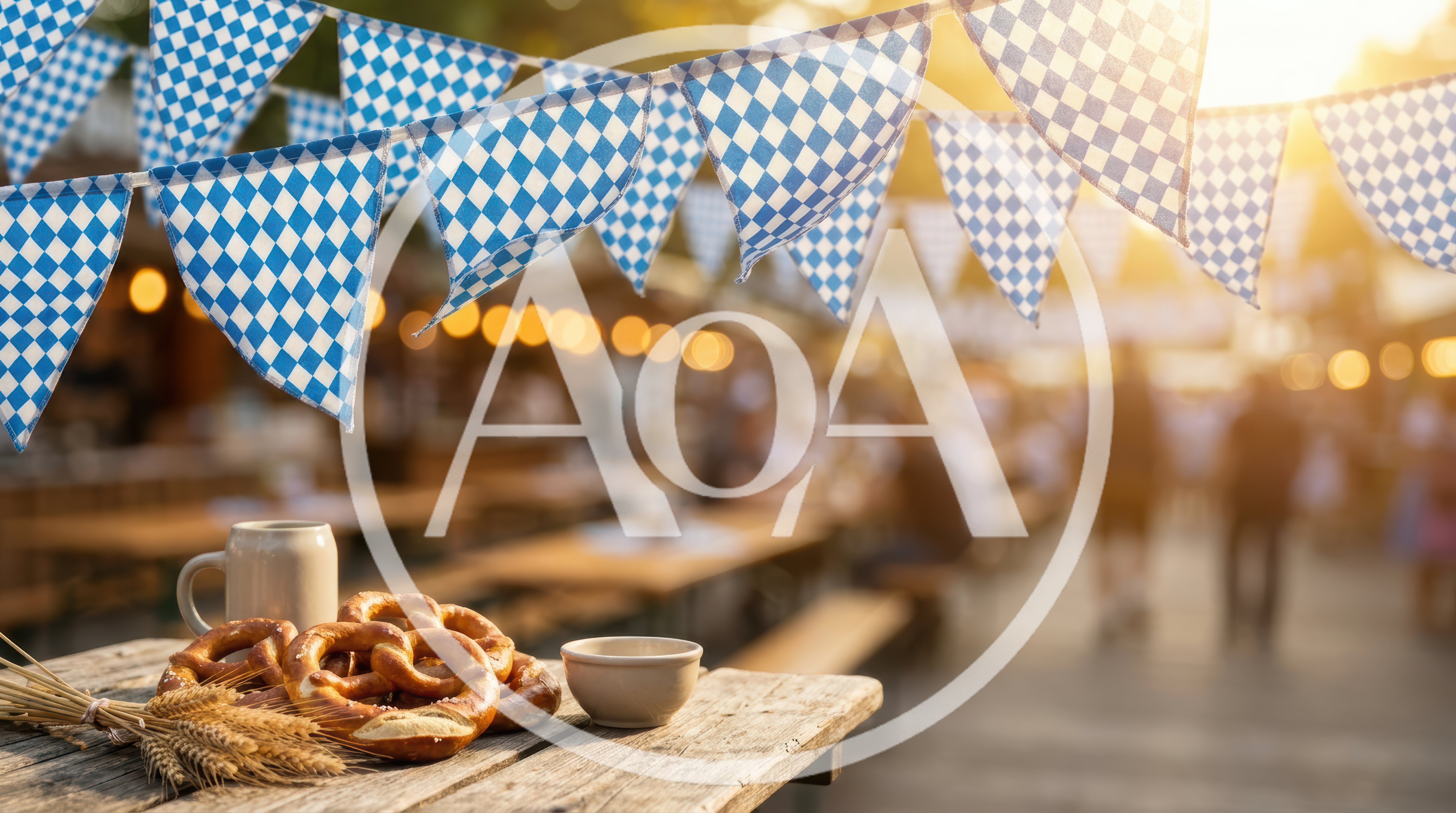 Oktoberfest Table With Pretzels And Beer Mug