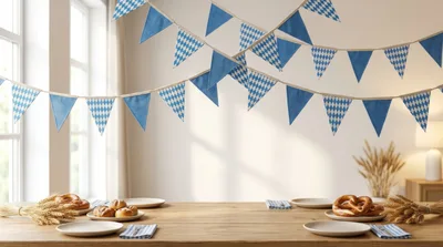 Oktoberfest Table Setting With Pretzels And Bunting