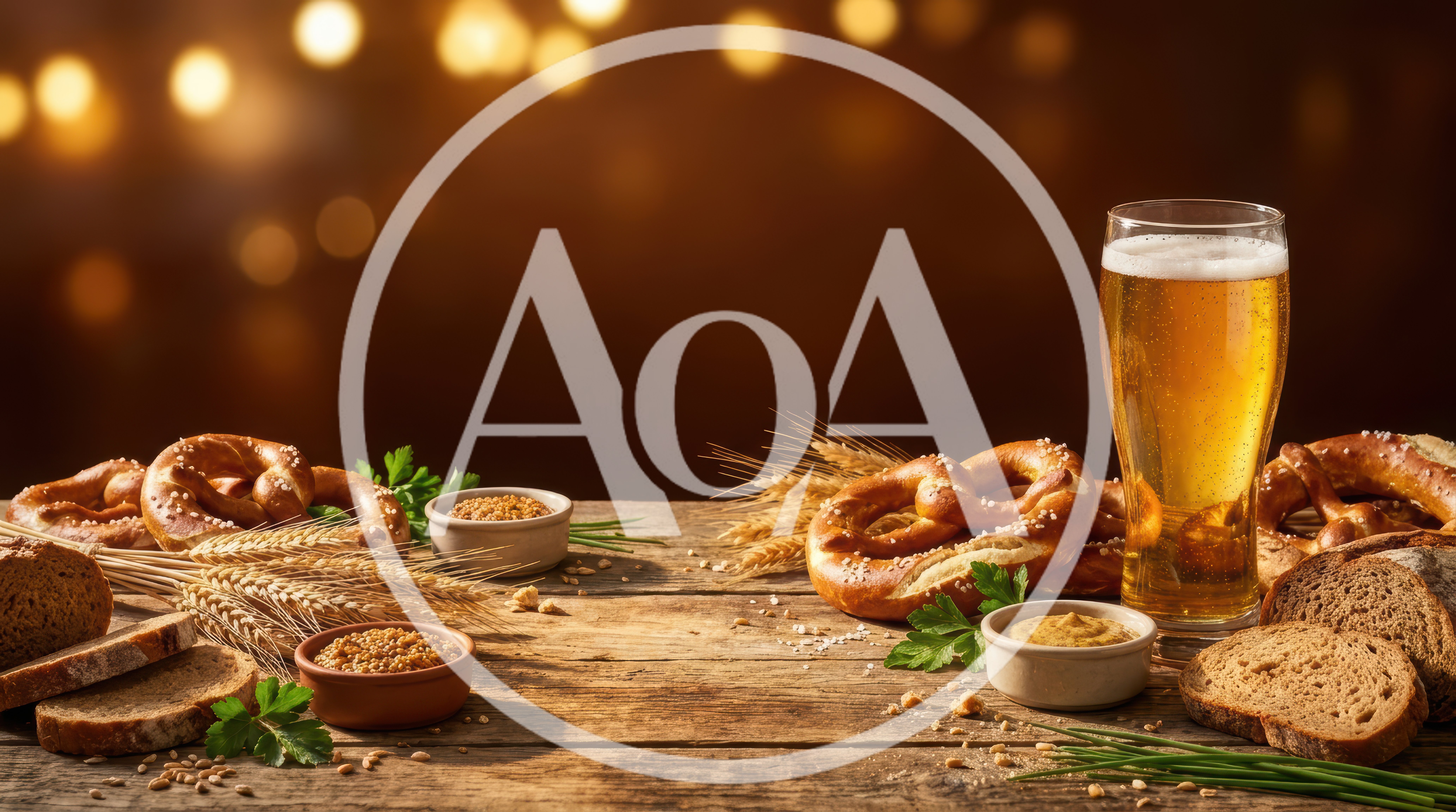 Bavarian Beer And Pretzels On Rustic Wooden Table