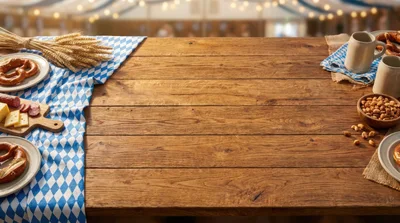 Oktoberfest Table Setting With Pretzels And Beer Mugs