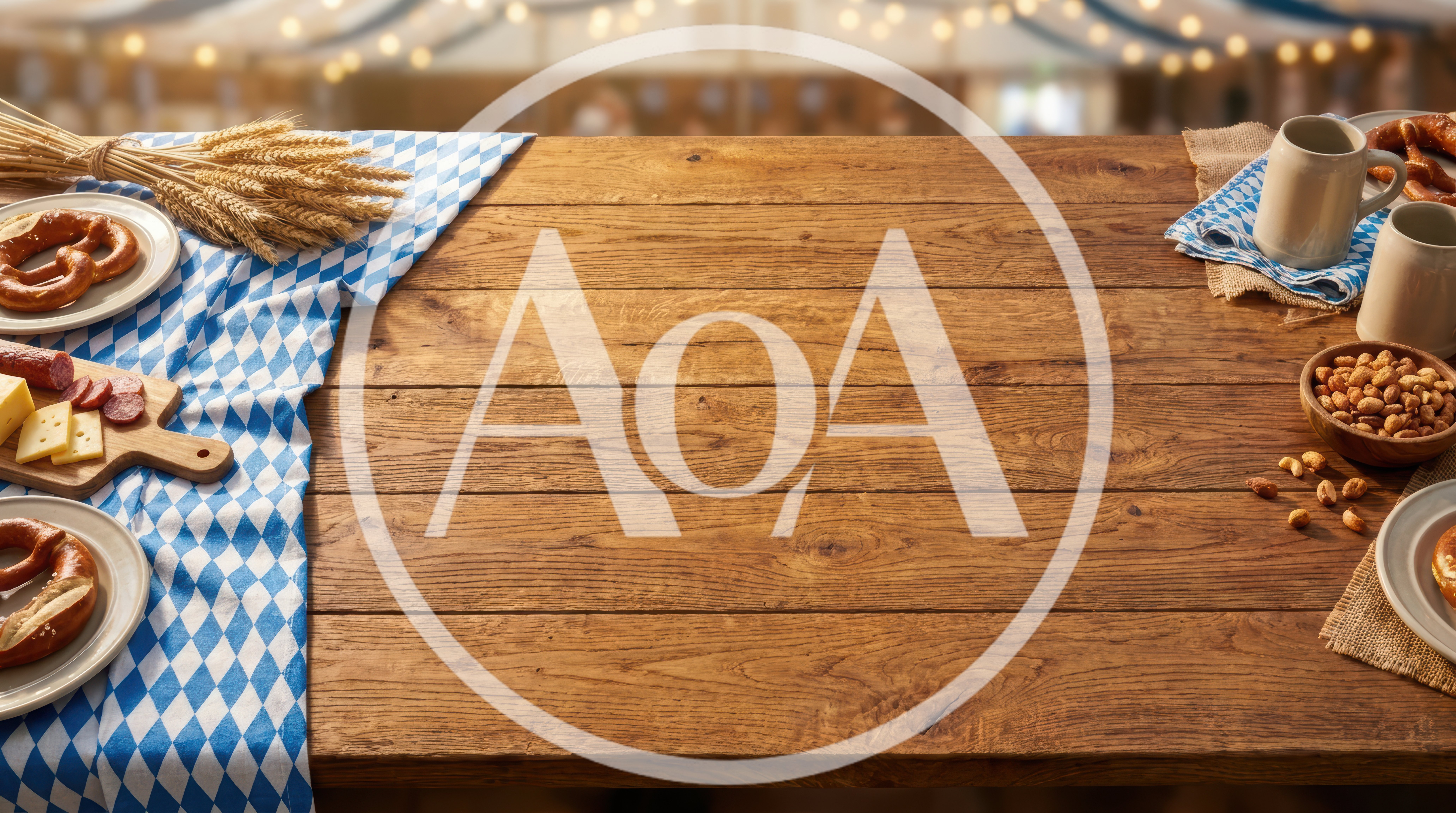 Oktoberfest Table Setting With Pretzels And Beer Mugs