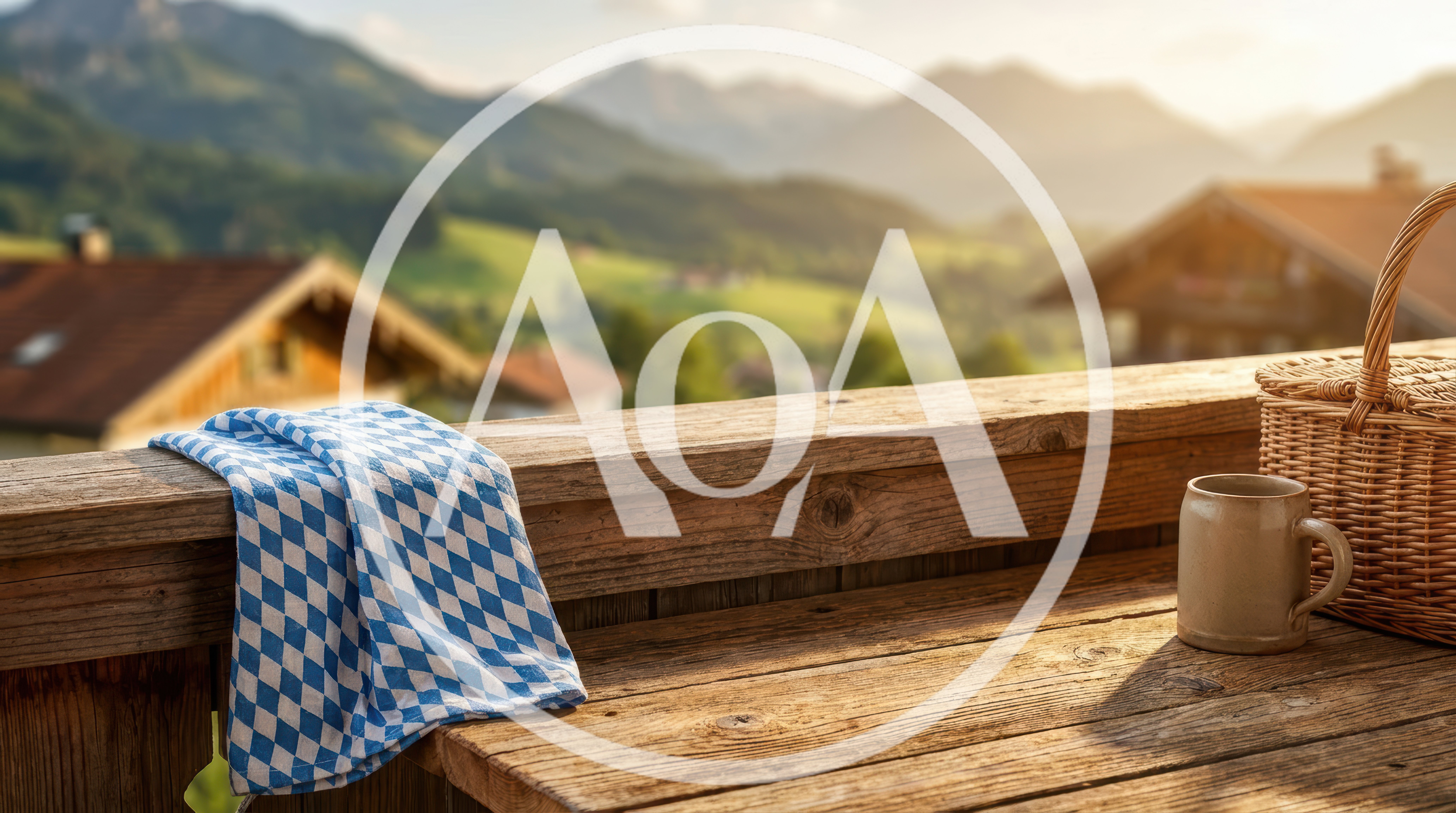 Bavarian Picnic Setup on a Sunny Alpine Balcony