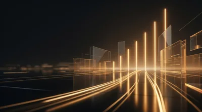 Abstract Digital Data Visualization With Glowing Light Trails
