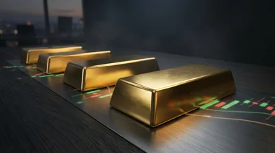Gold Bars Resting On Financial Trading Charts