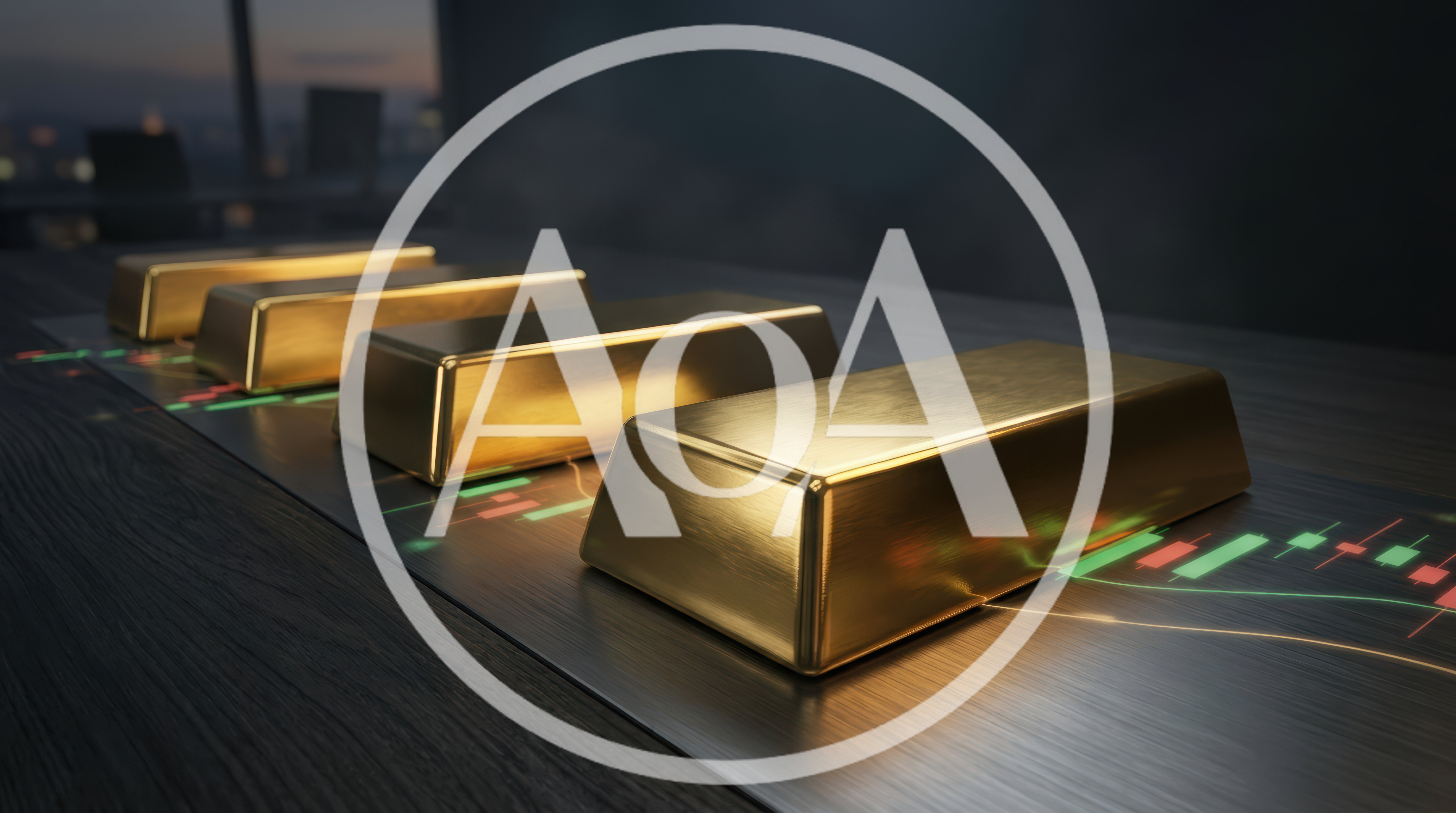 Gold Bars Resting On Financial Trading Charts