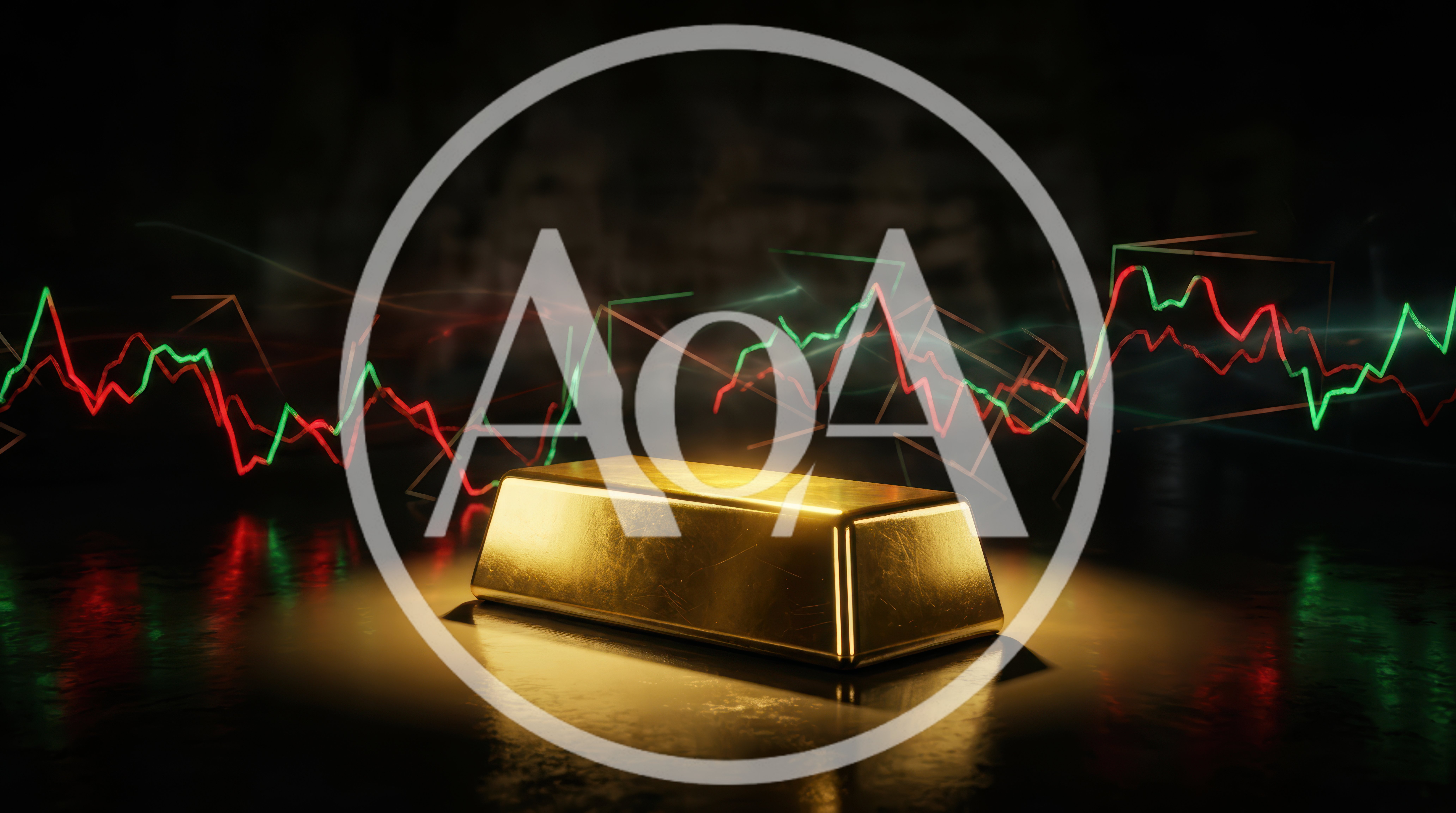 Gold Bar With Financial Market Data Graphs