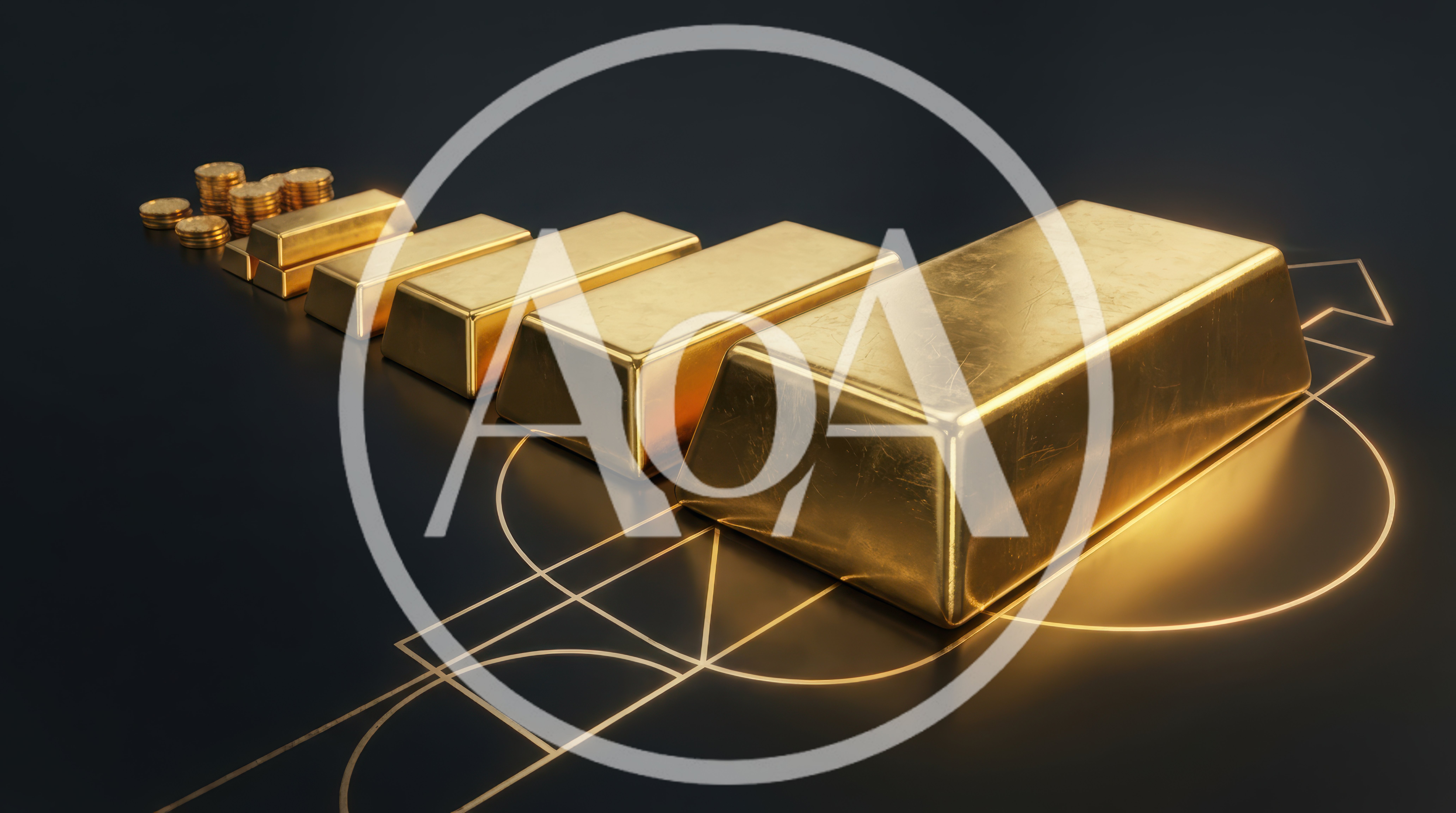 Gold Bars And Coins Arranged In Ascending Size