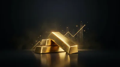 Gold Bars With Rising Financial Growth Chart