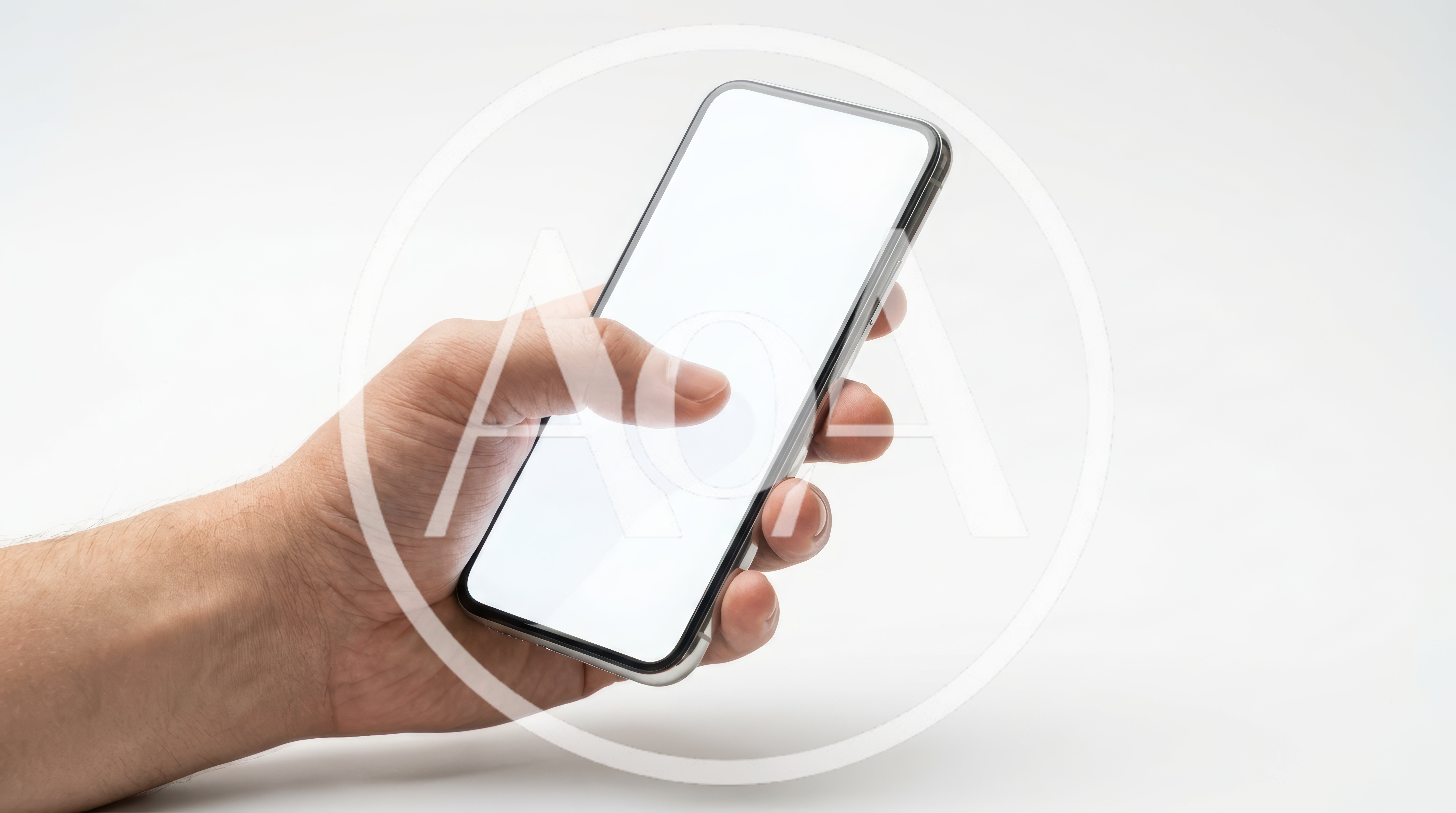 Hand Holding Smartphone With Blank White Screen