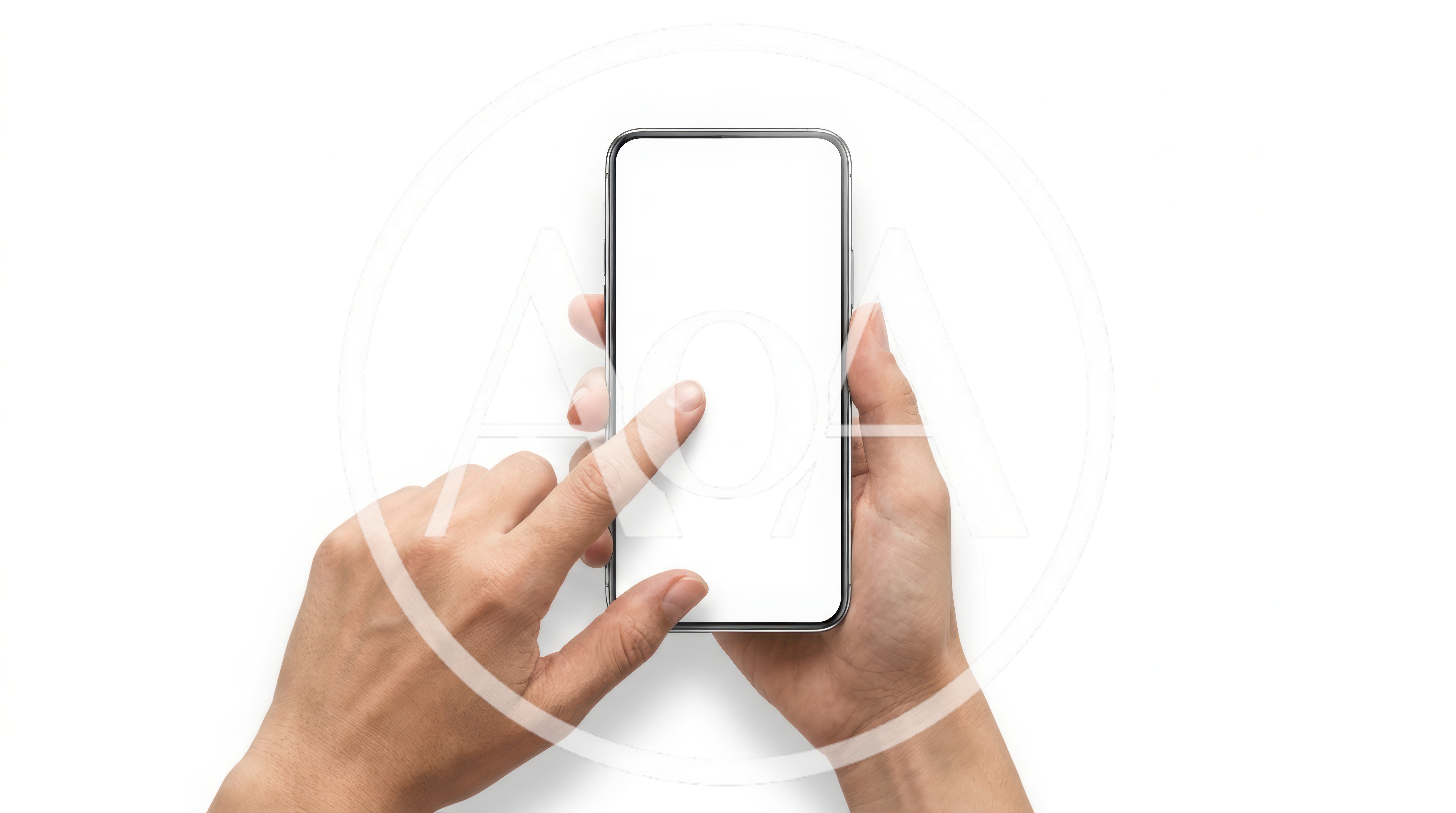 Person Using Smartphone With Blank White Screen