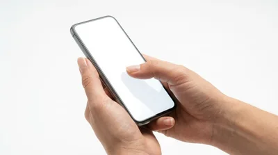 Person Holding Smartphone With Blank White Screen