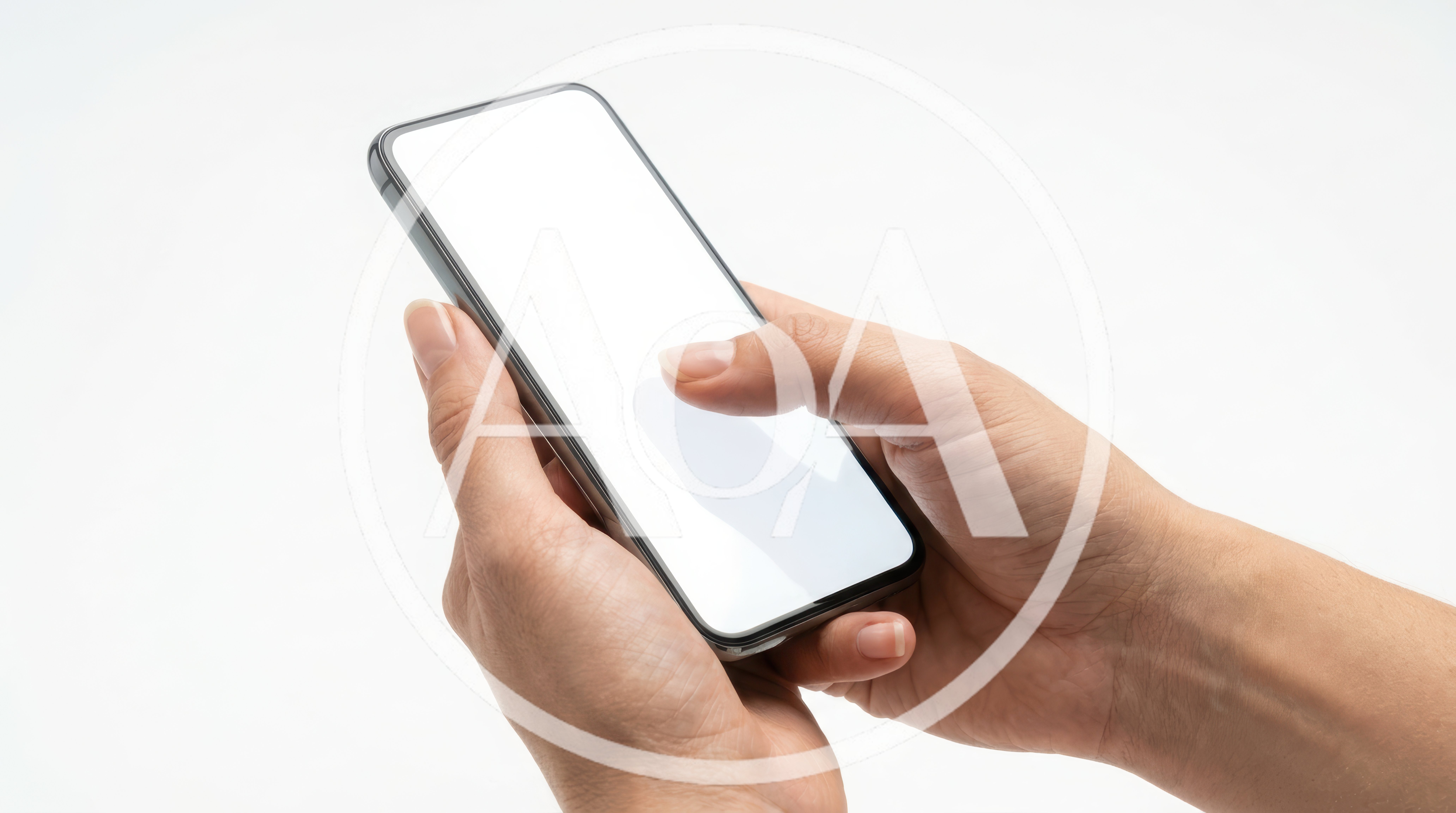 Person Holding Smartphone With Blank White Screen