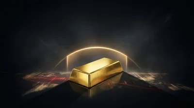 Gold Bar Resting On A Digital Financial World Map