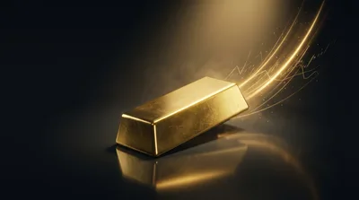Single Gold Bar With Financial Market Graph Overlay