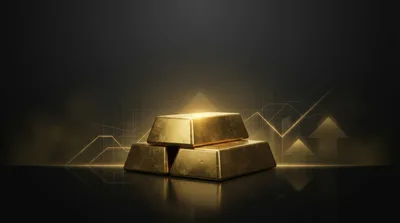 Gold Bars Stacked Against Financial Growth Chart