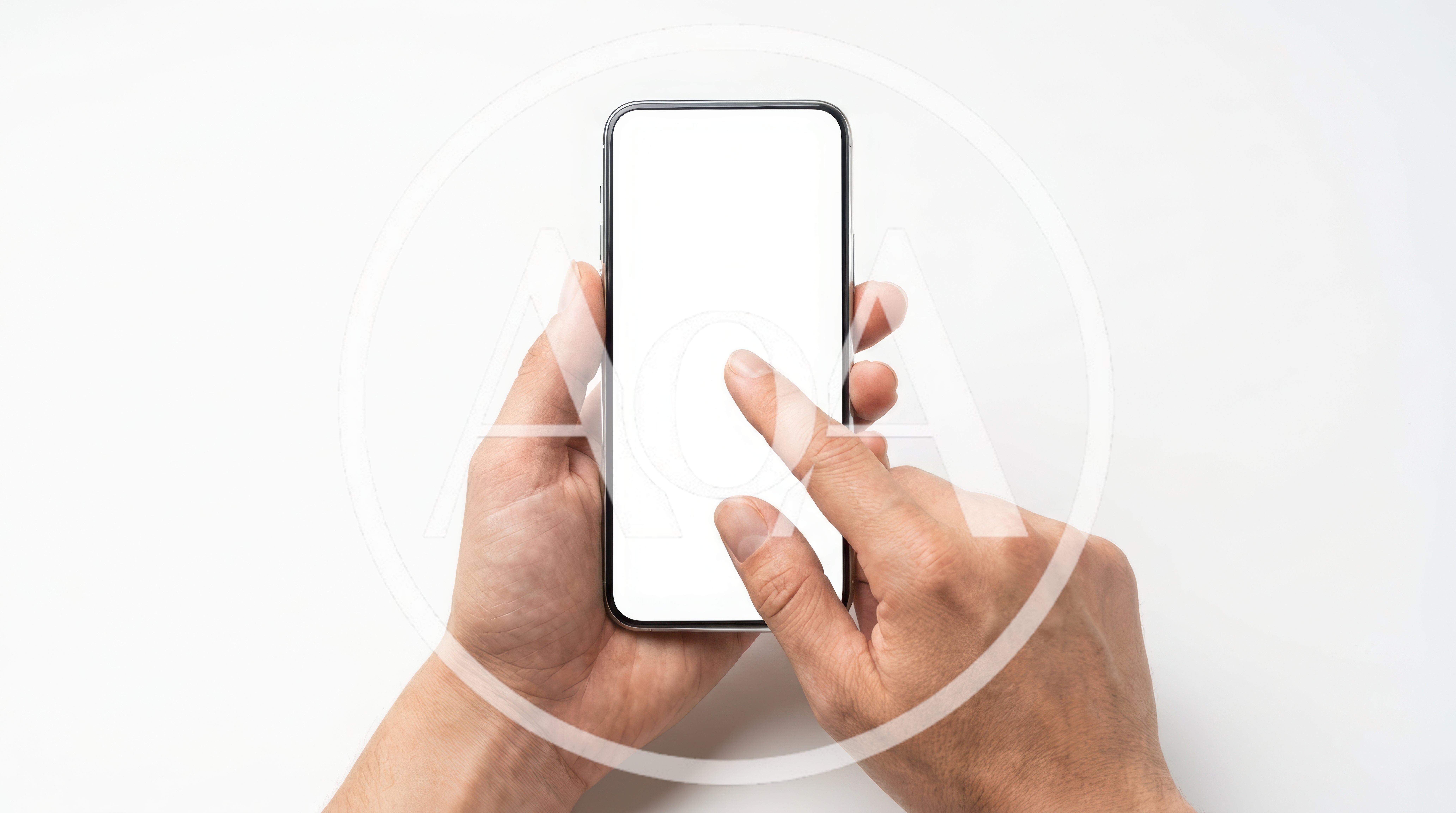 Person Holding Smartphone With Blank White Screen