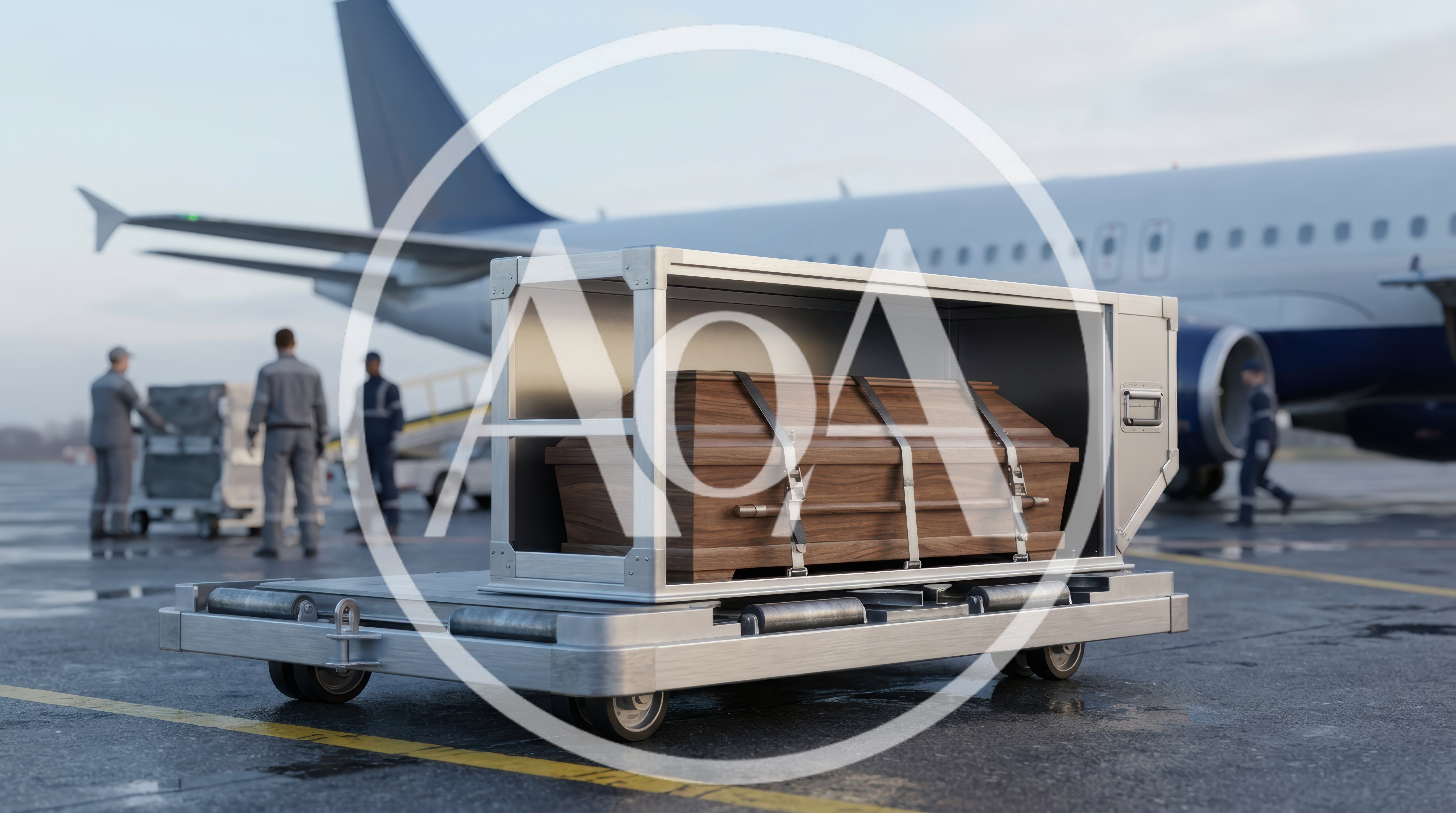 Coffin Transported on Airport Tarmac Near Airplane