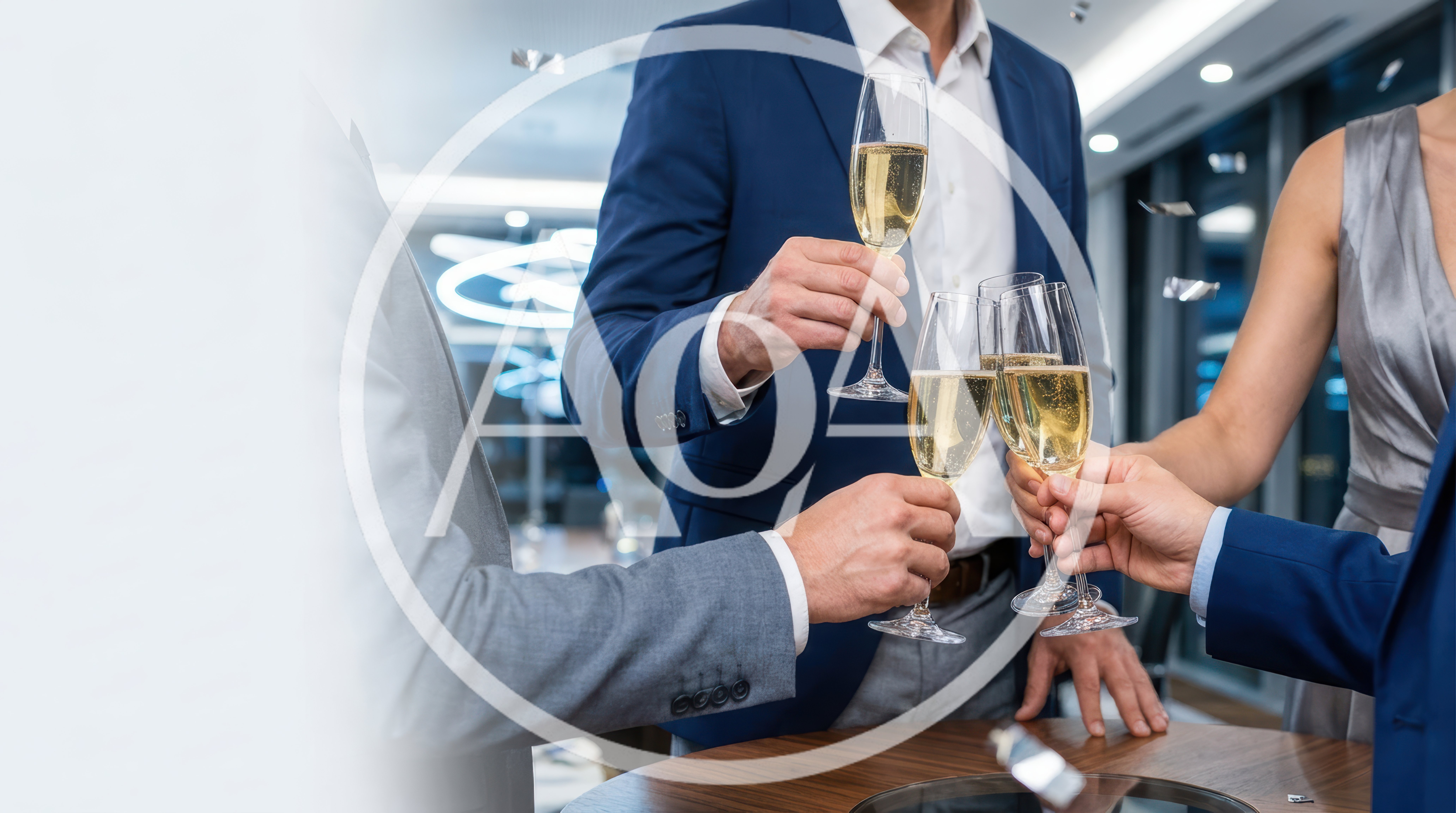Business Professionals Toasting With Champagne Glasses At Event