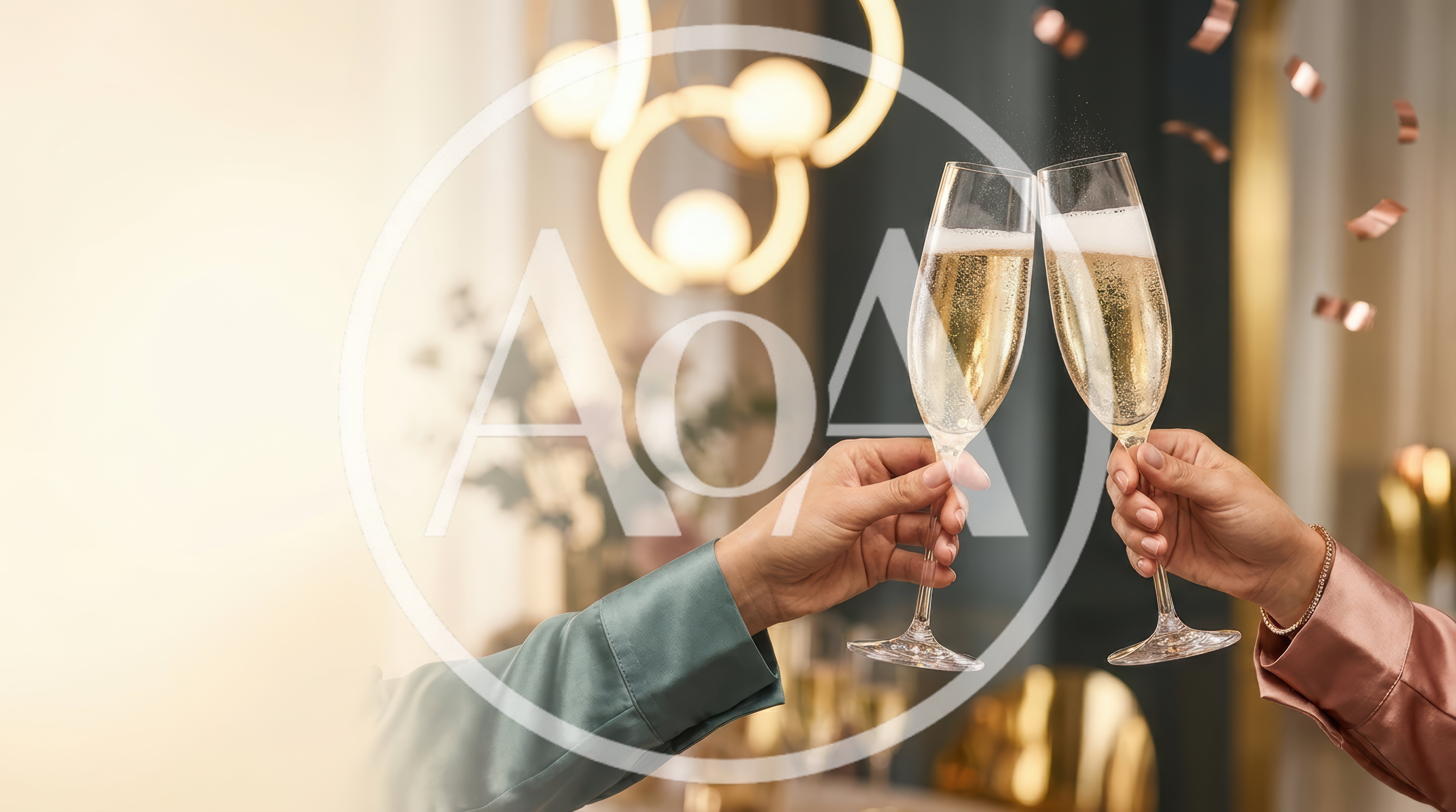 Two People Toasting With Champagne Flutes At Celebration