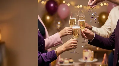 Friends Toasting With Champagne Glasses At A Party