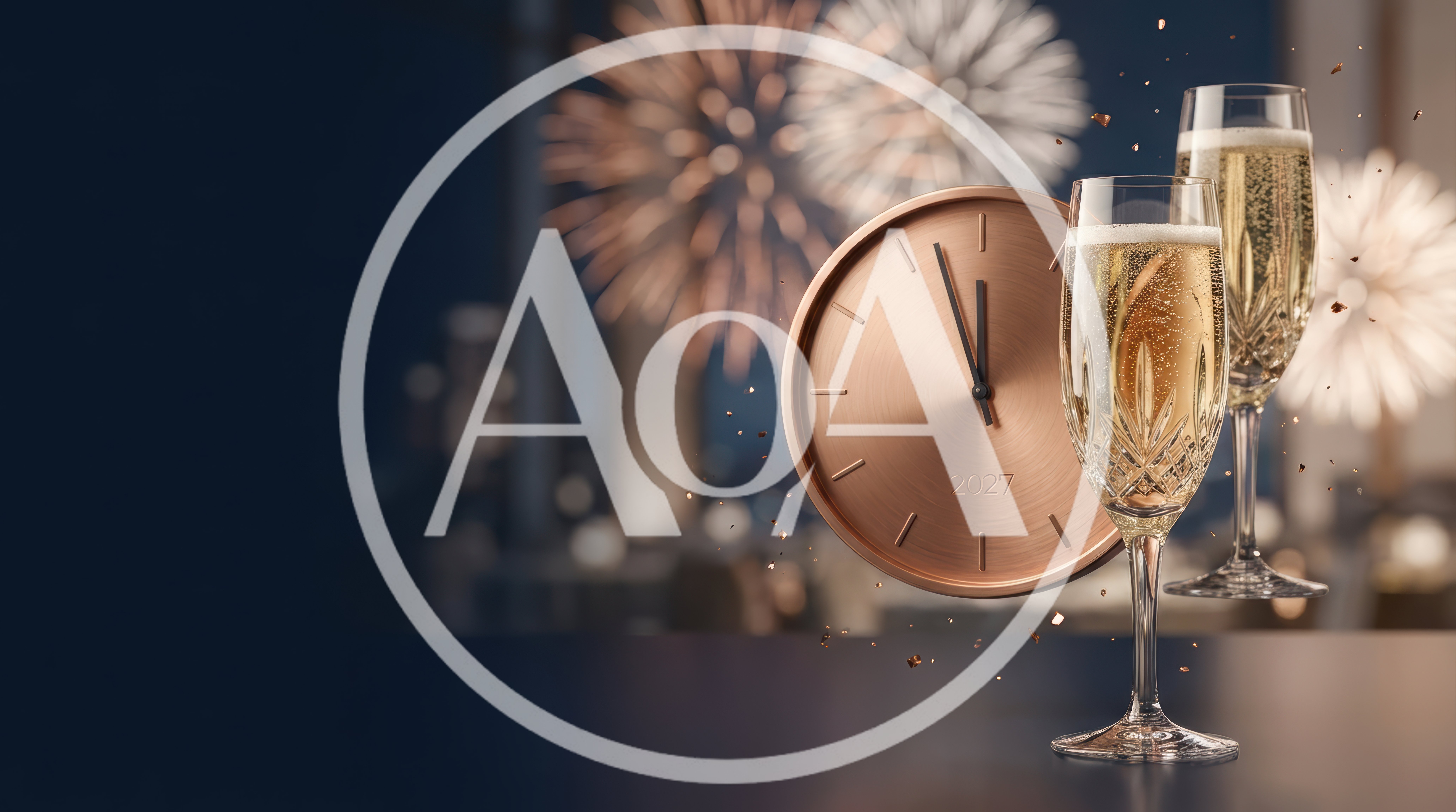 New Year Celebration With Champagne And Clock