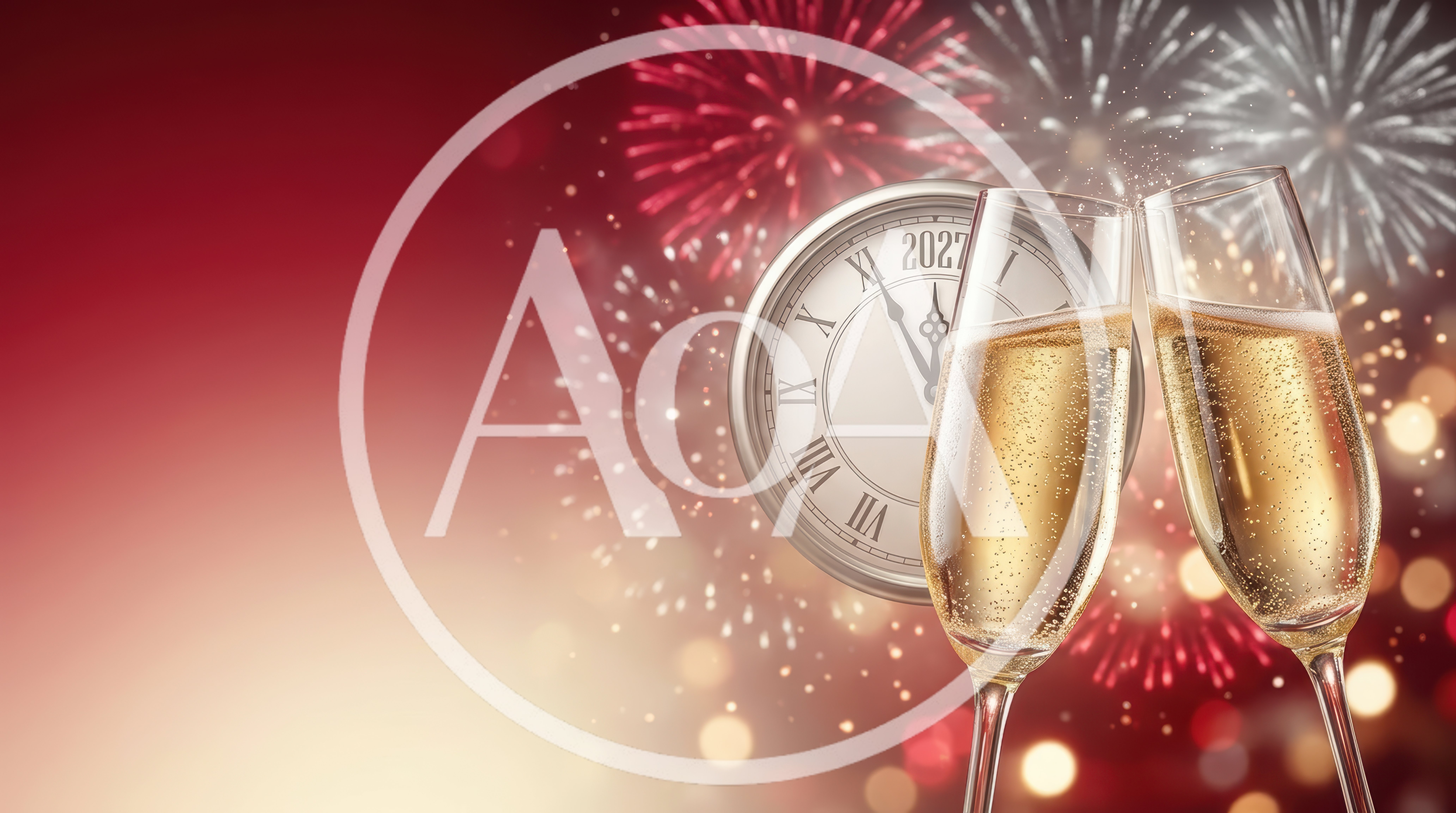 New Year Celebration With Champagne Toasts And Fireworks