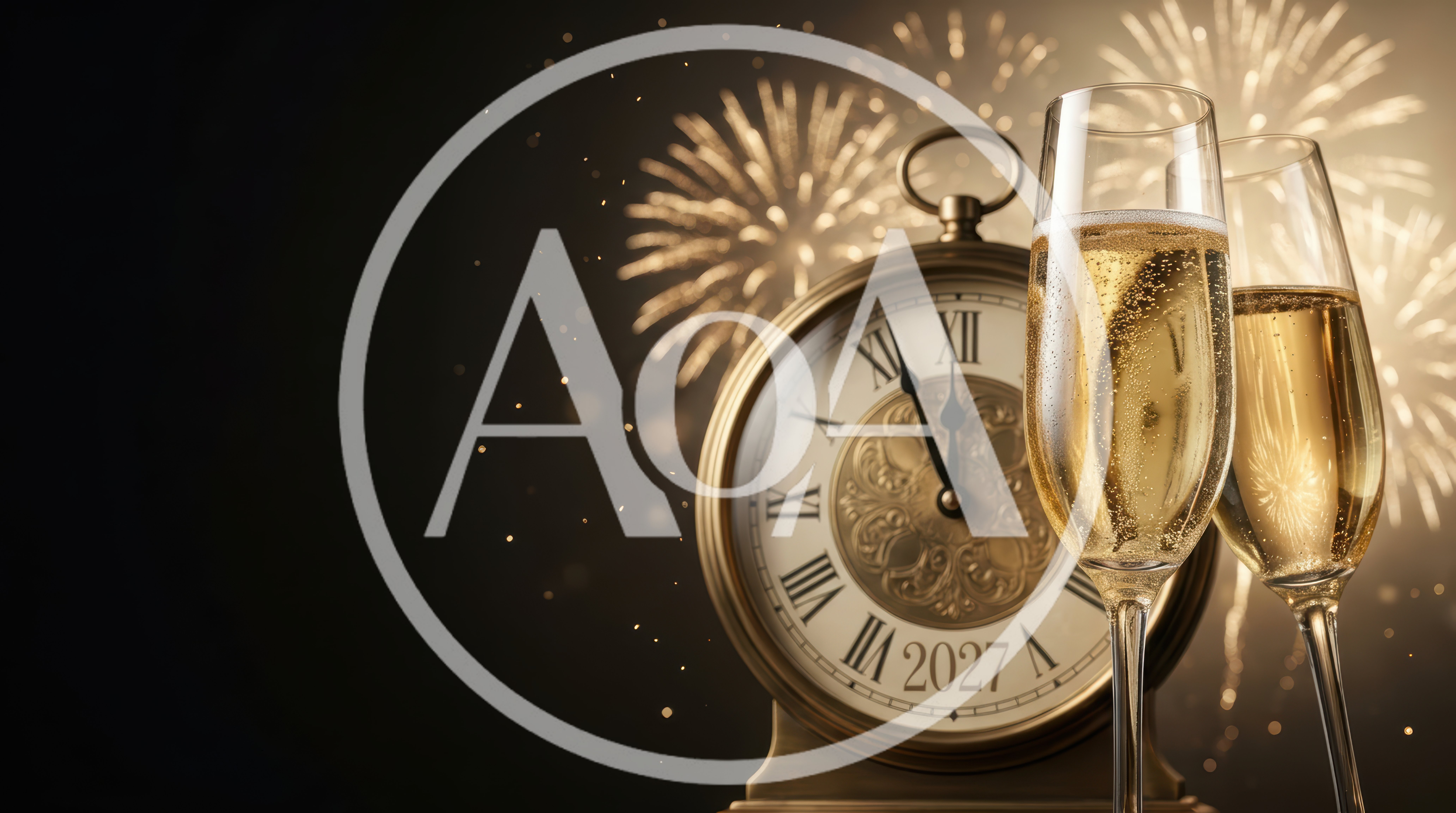 New Year Celebration With Champagne And Clock