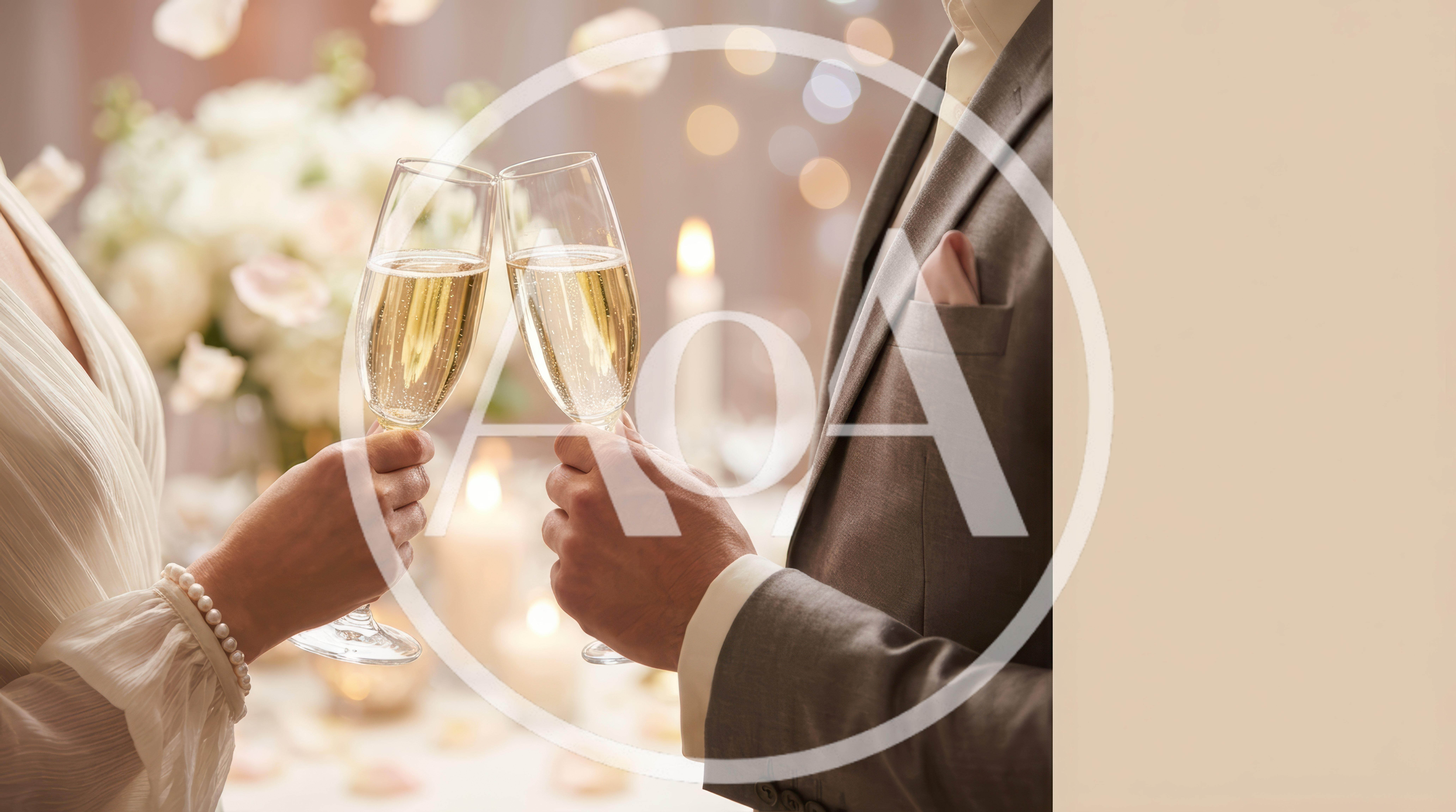Bride and Groom Toasting With Champagne Flutes