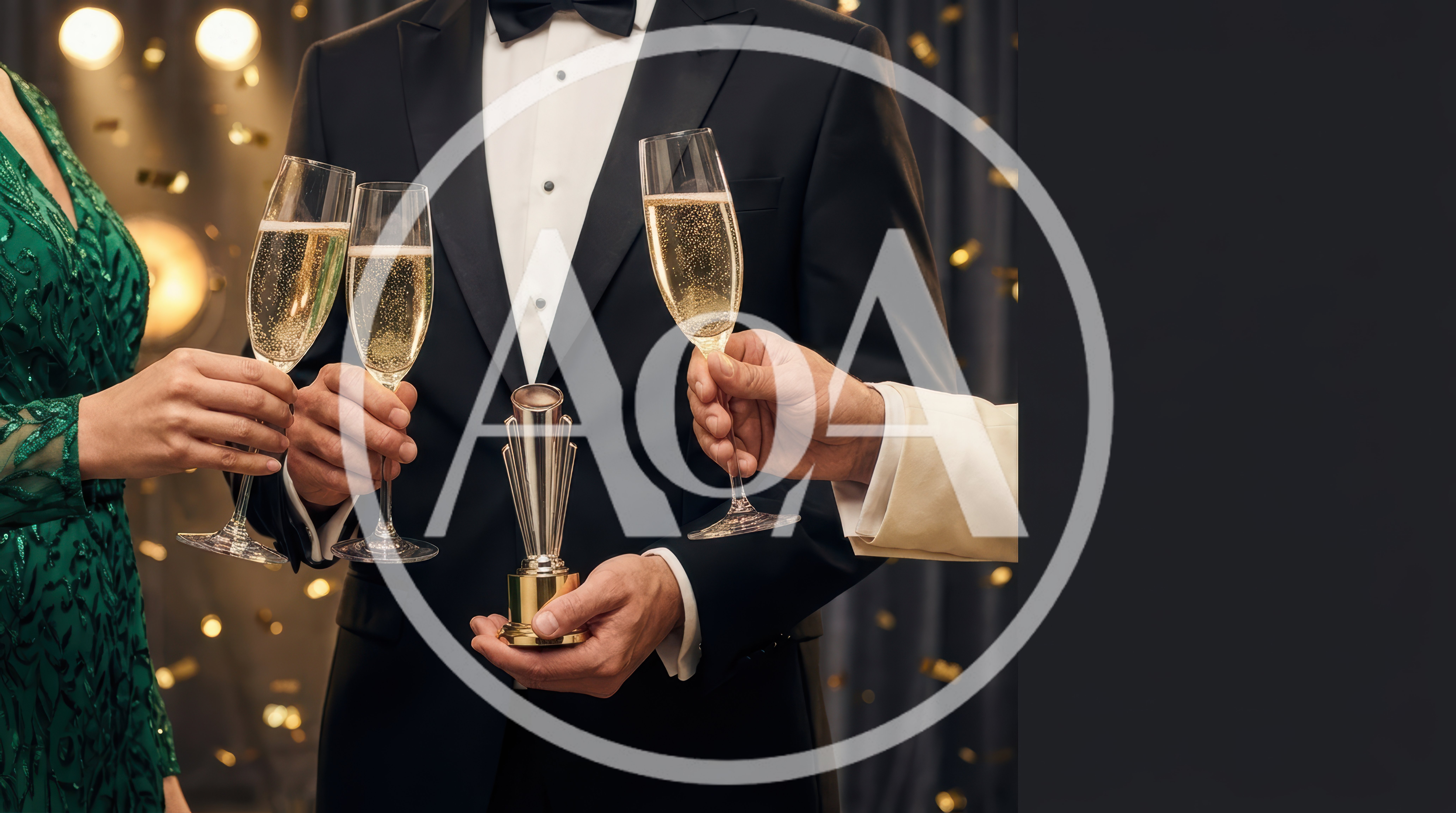 People Toasting With Champagne At An Awards Ceremony