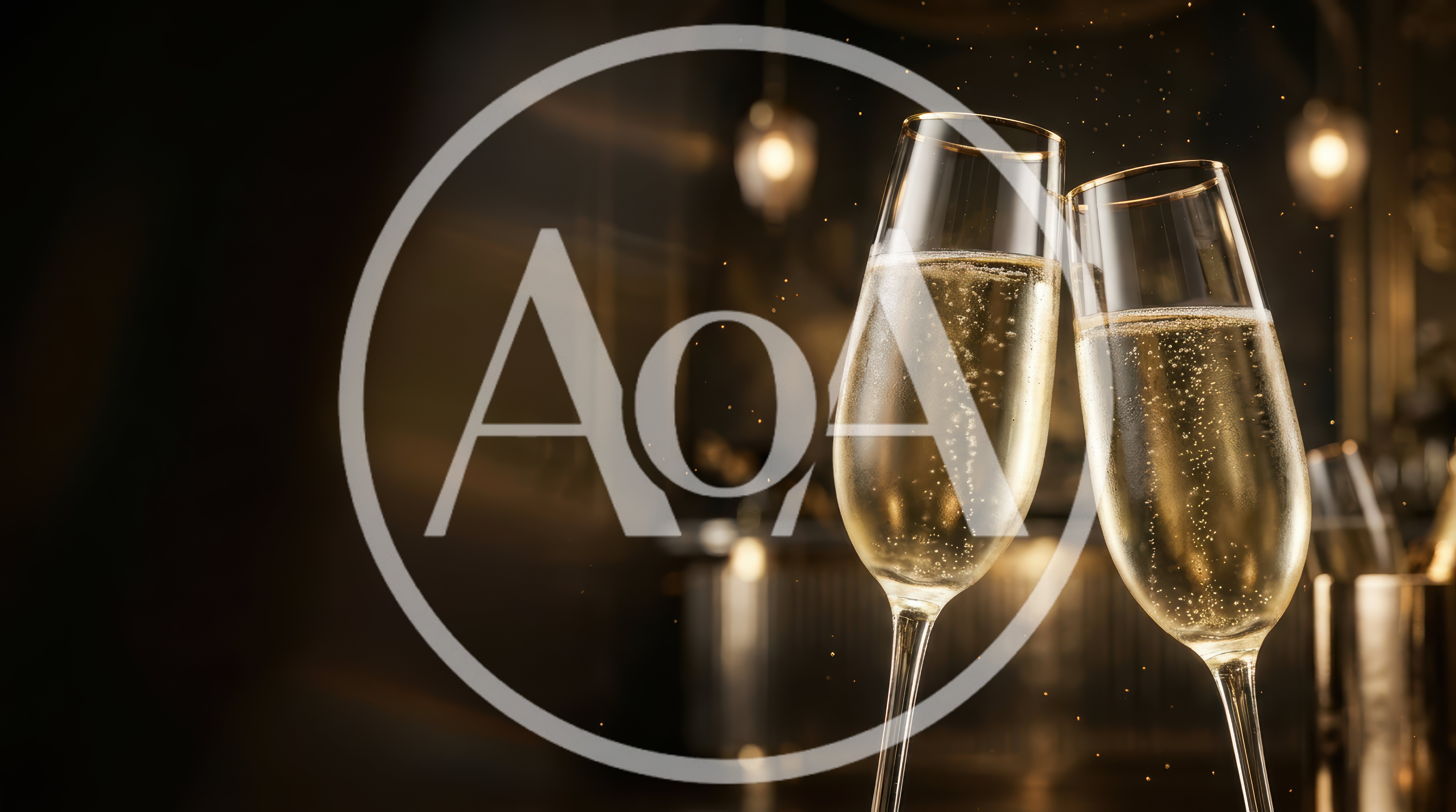 Two Champagne Flutes Toasting In A Luxury Bar