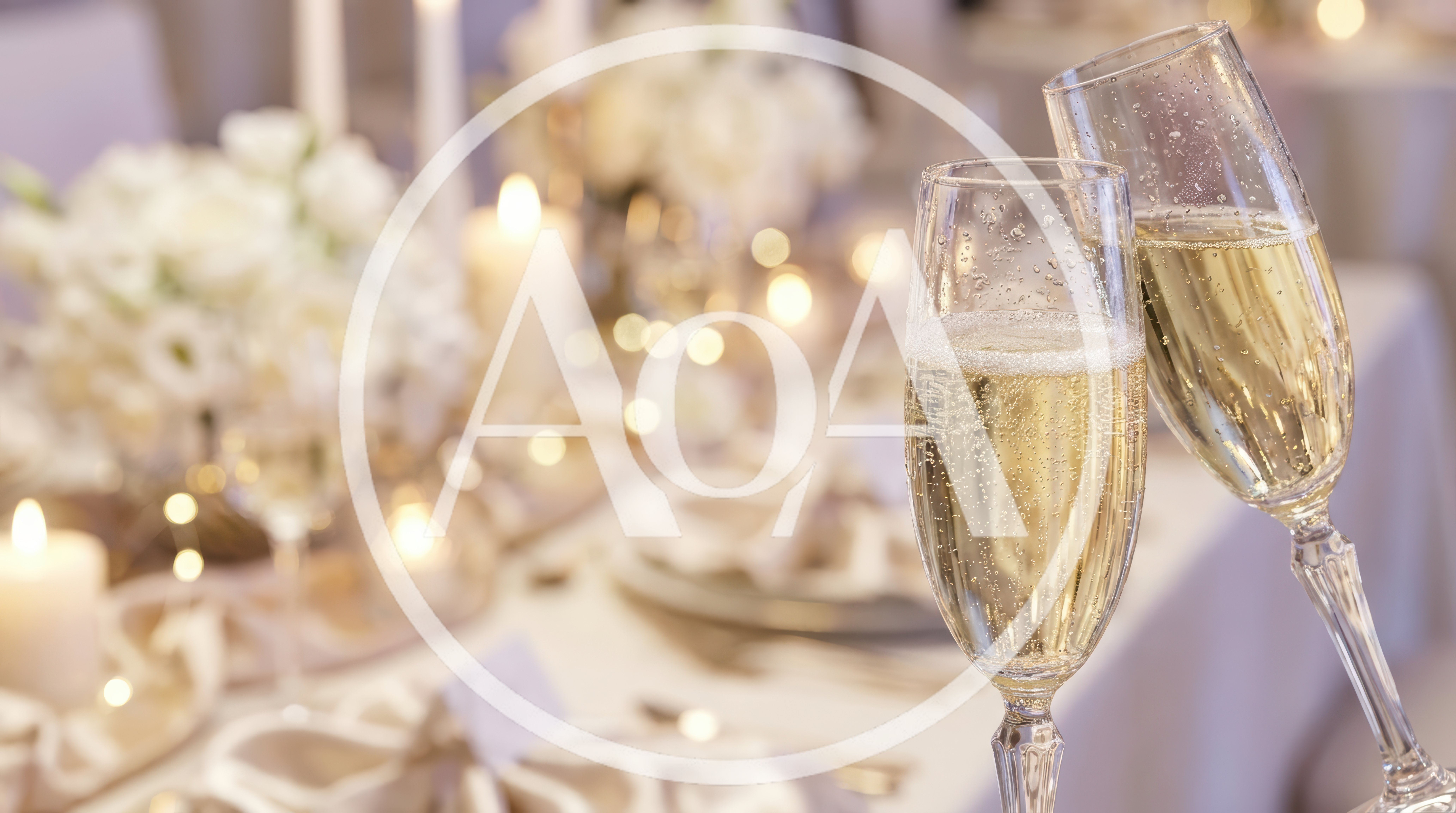 Two Champagne Flutes Toasting At A Wedding Reception