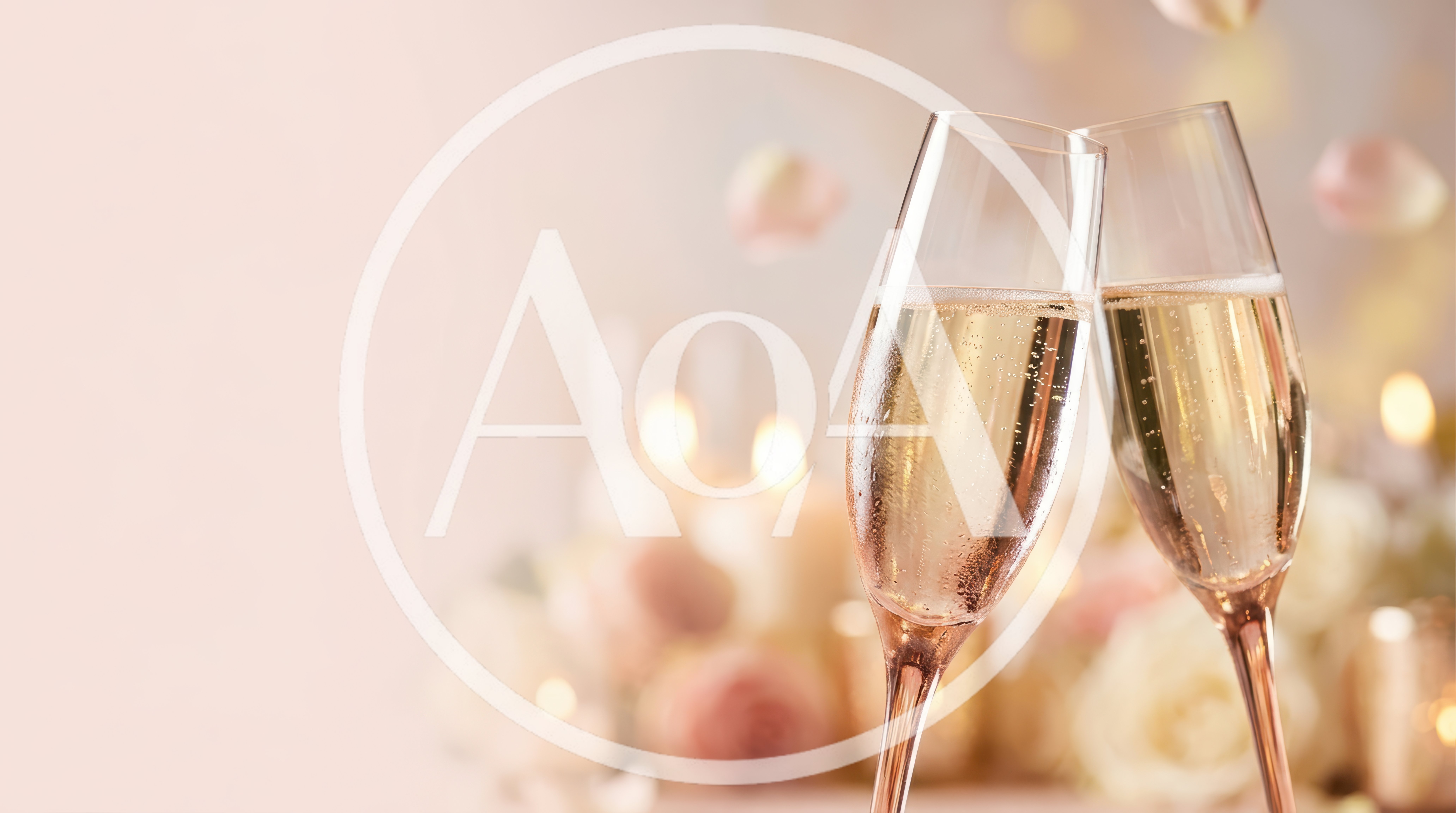 Two Champagne Flutes Toasting At A Wedding Celebration