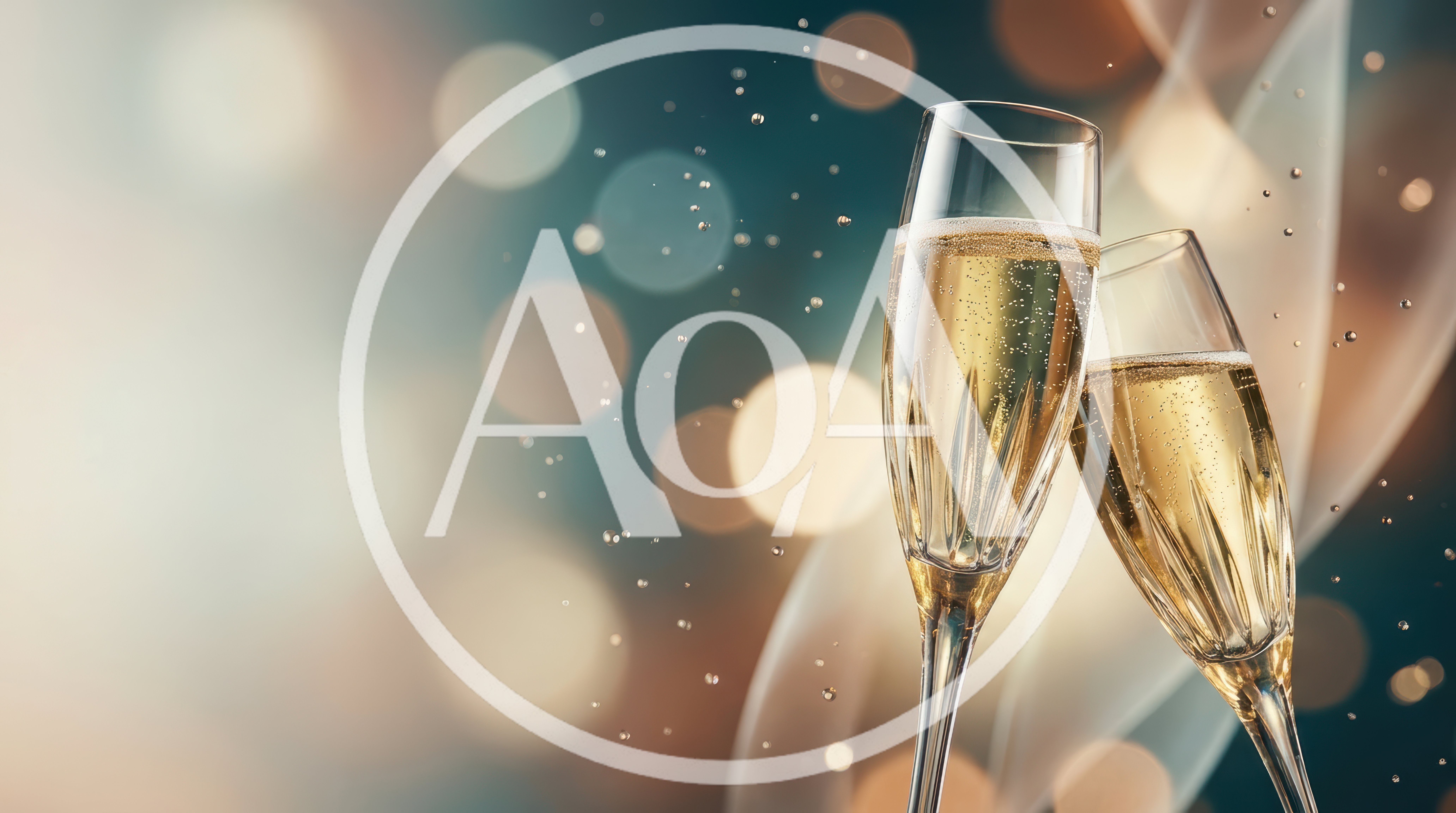 Two Champagne Flutes Toasting Against A Bokeh Background