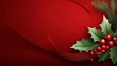 Christmas Holly And Pine Branch Holiday Background