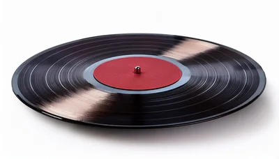 Black Vinyl Record With Red Center Label