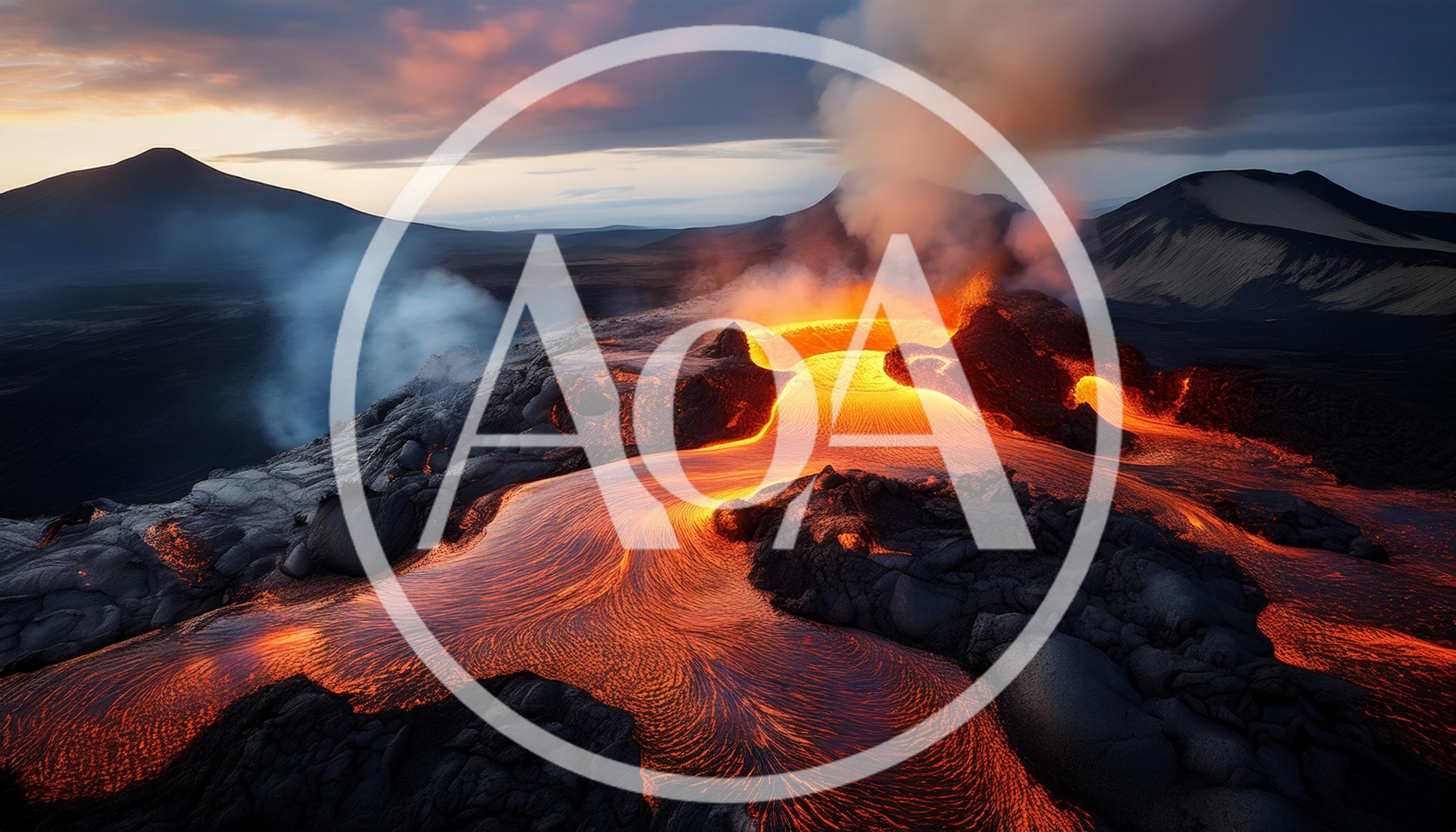 Active Volcanic Eruption With Flowing Molten Lava