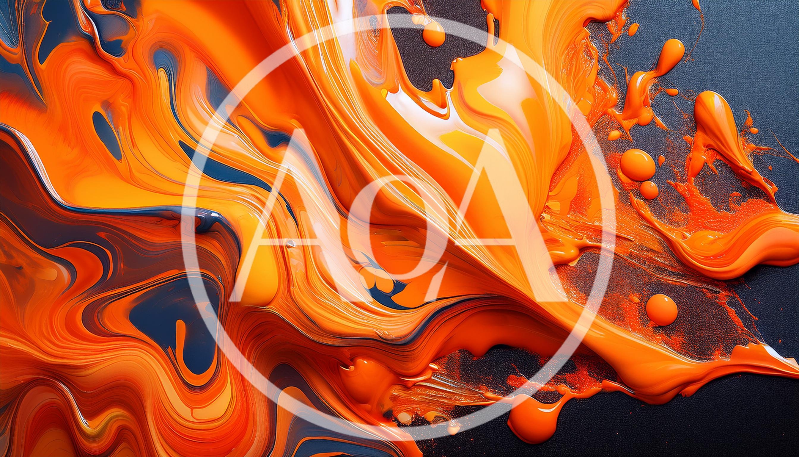 Abstract Orange And Dark Blue Paint Swirls