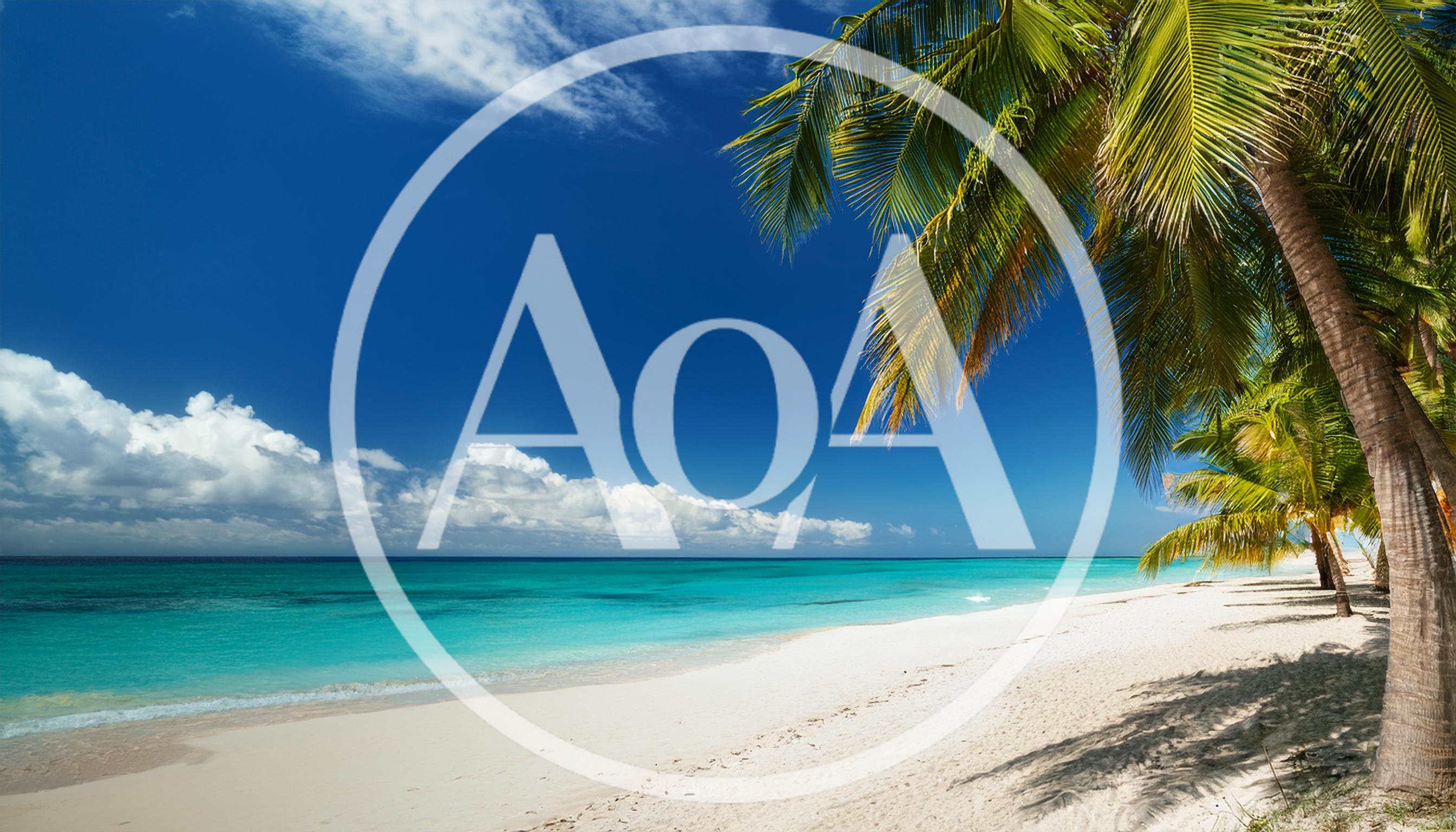 Tropical Beach With Palm Trees And Turquoise Water