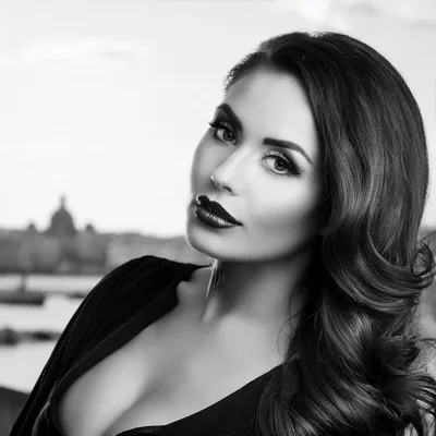 Portrait Of A Glamorous Woman In Black And White