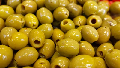 Close Up Of Pitted Green Olives