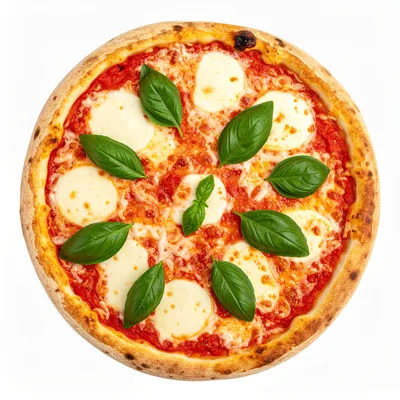 Classic Margherita Pizza With Fresh Basil Leaves