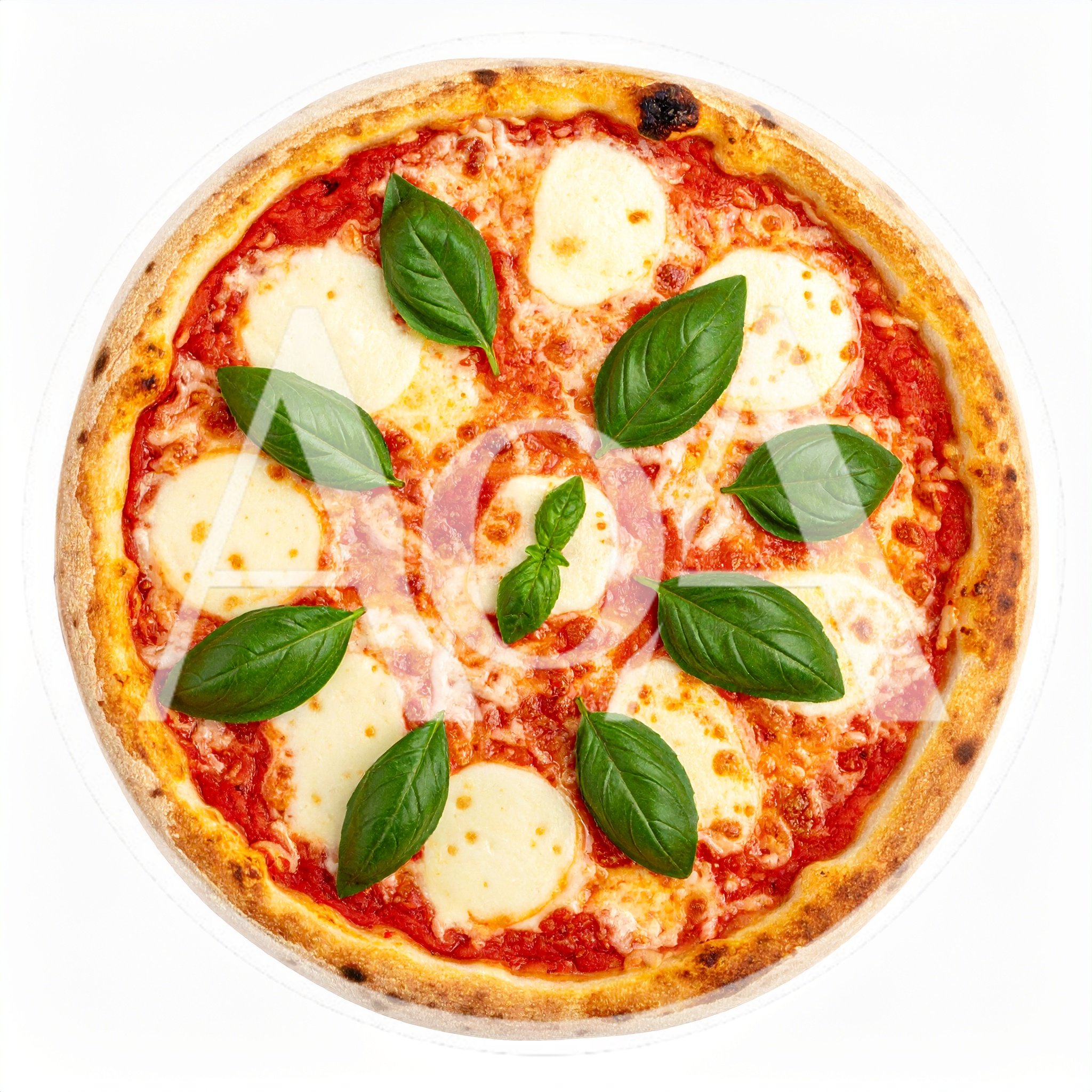 Classic Margherita Pizza With Fresh Basil Leaves